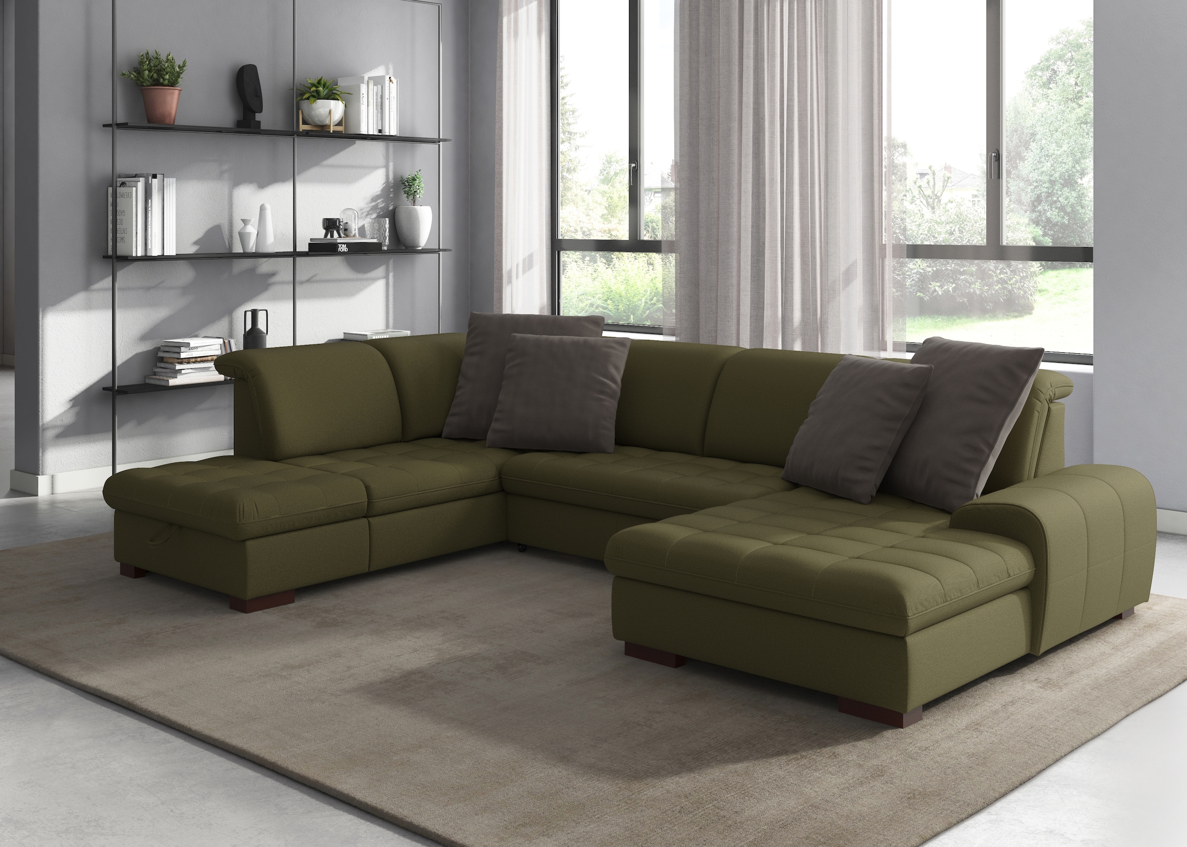 sit&more Wohnlandschaft "Luxor U-Form" wahlweise mit Schlaffunktion, Bettkasten und Kopfteilverstellung