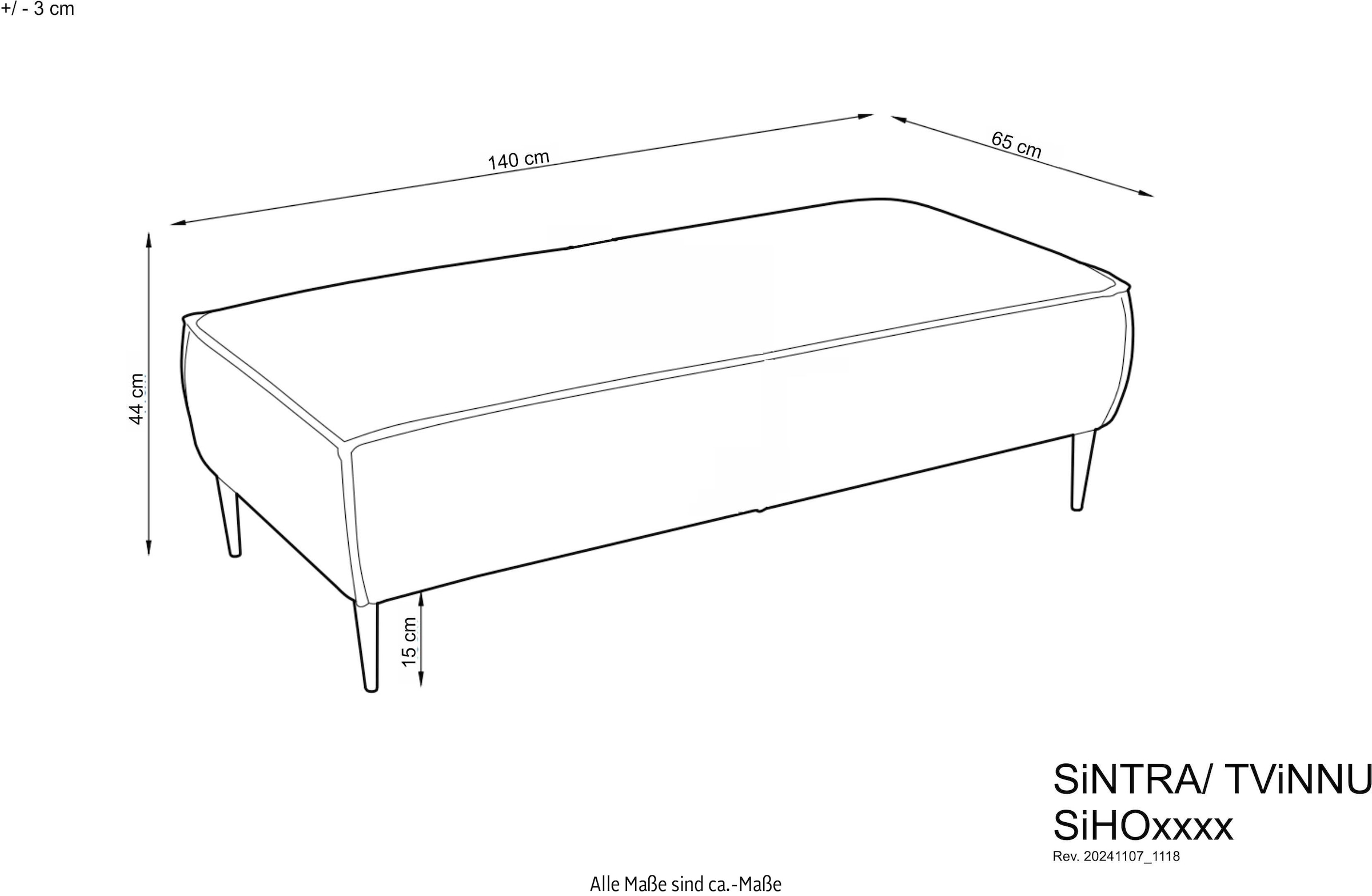 andas Sitzgruppe »TVINNU, Polsterecke mit Hocker, L-Form, Sofa in Cord«, (Set, 2 tlg.), mit aufwendiger Kedernaht, schwarze Füße