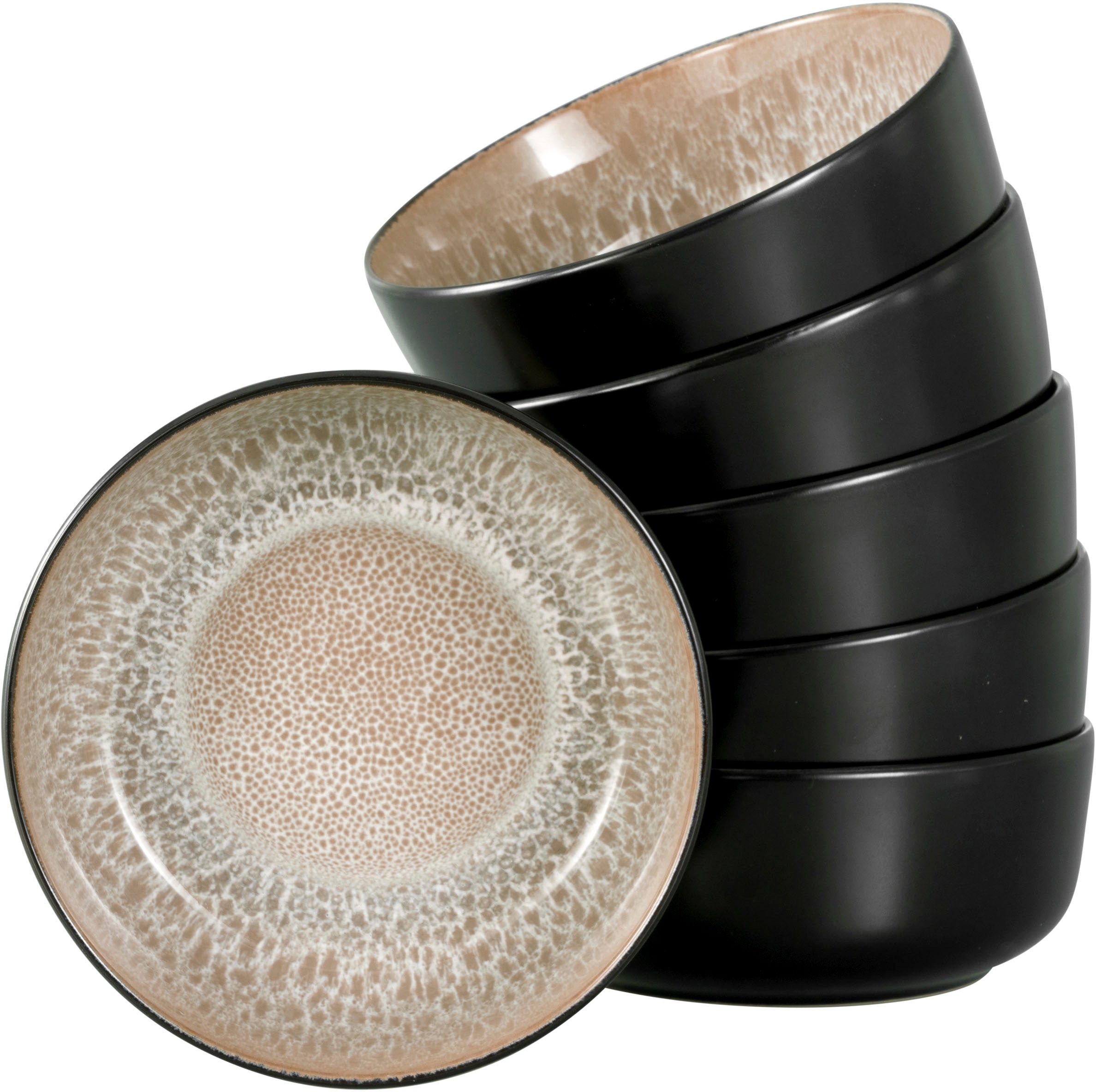 OTTO home Müslischale "modernes Schüssel-Set Novalee, Geschirr-Set, Bowl" 6 Stk. aus Steinzeug hohe Haltbarkeit, spülmaschinen- & mikrowellengeeignet, Reaktivglasur
