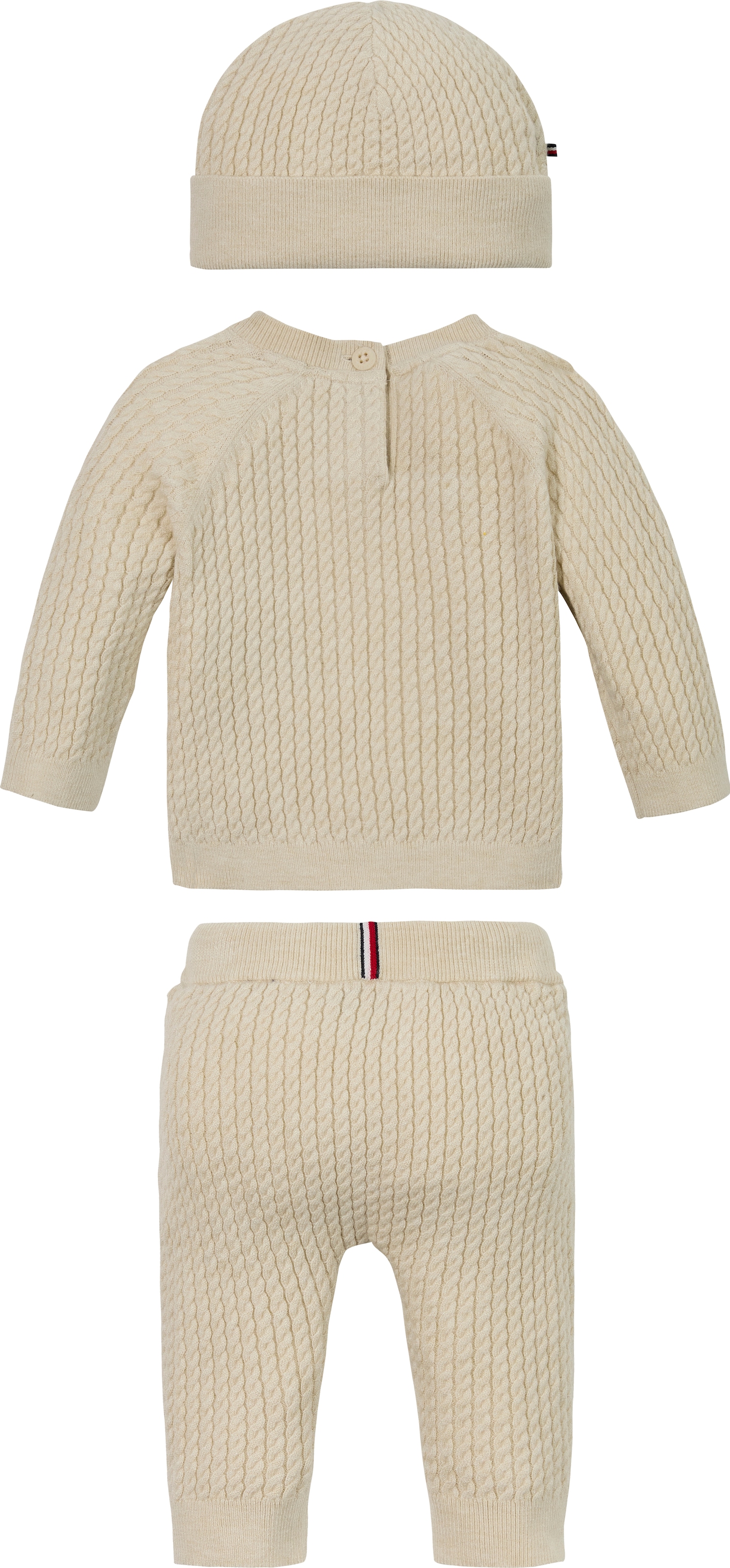 Tommy Hilfiger Shirt, Hose, Jacke & Mütze »CABLE KNITTED SET GIFTBOX«, mit Zopfmuster, mit Raglanärmeln