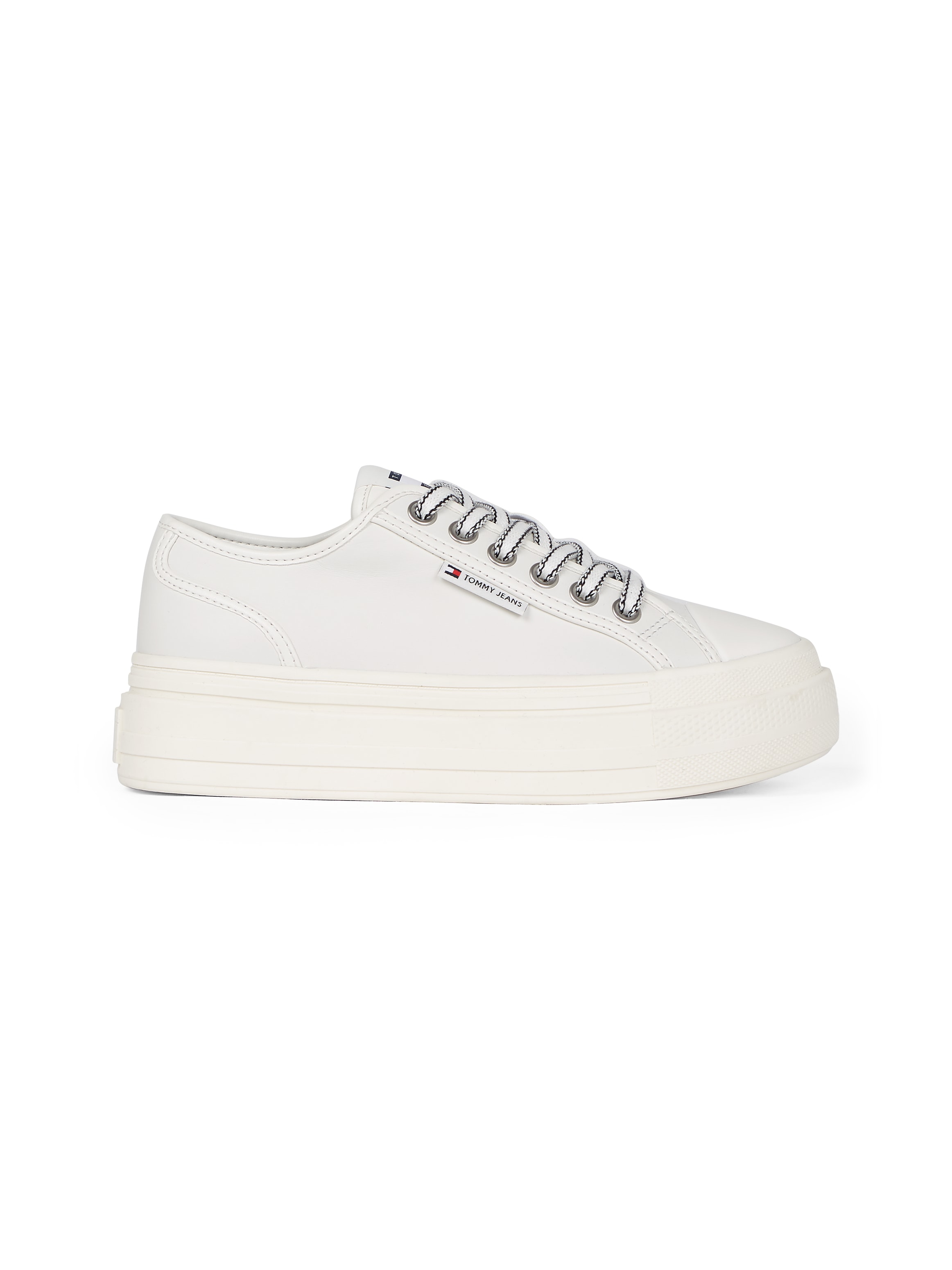 Tommy Jeans Plateausneaker »TJW FOXING VULC LC LEATHER«, Freizeitschuh, Halbschuh, Schnürschuh, Kontrast-Schnürsenkel