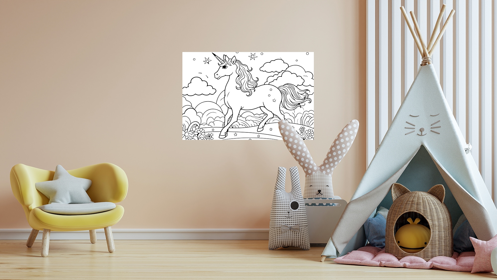 queence Wandsticker "Einhorn auf Blumenwiese" DIY-Wandsticker zum Bemalen günstig online kaufen