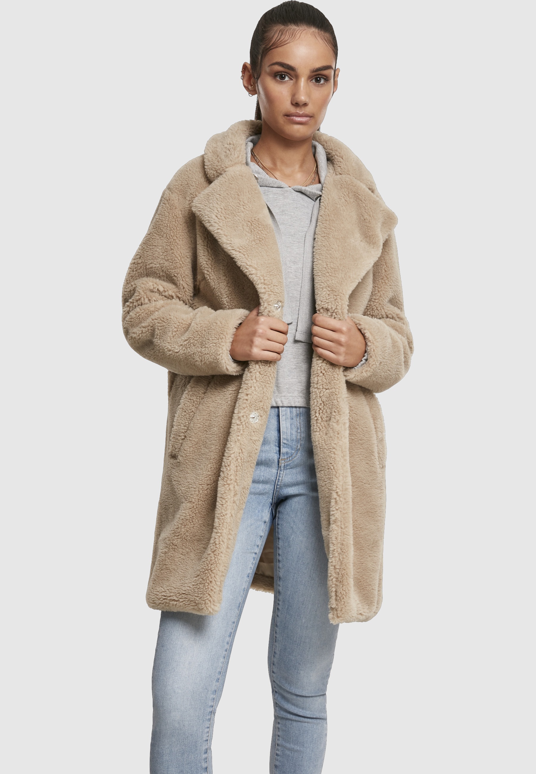 URBAN CLASSICS Parka »Urban Classics Damen Ladies Oversized Sherpa Coat« 1 Stk. tlg. ohne Kapuze