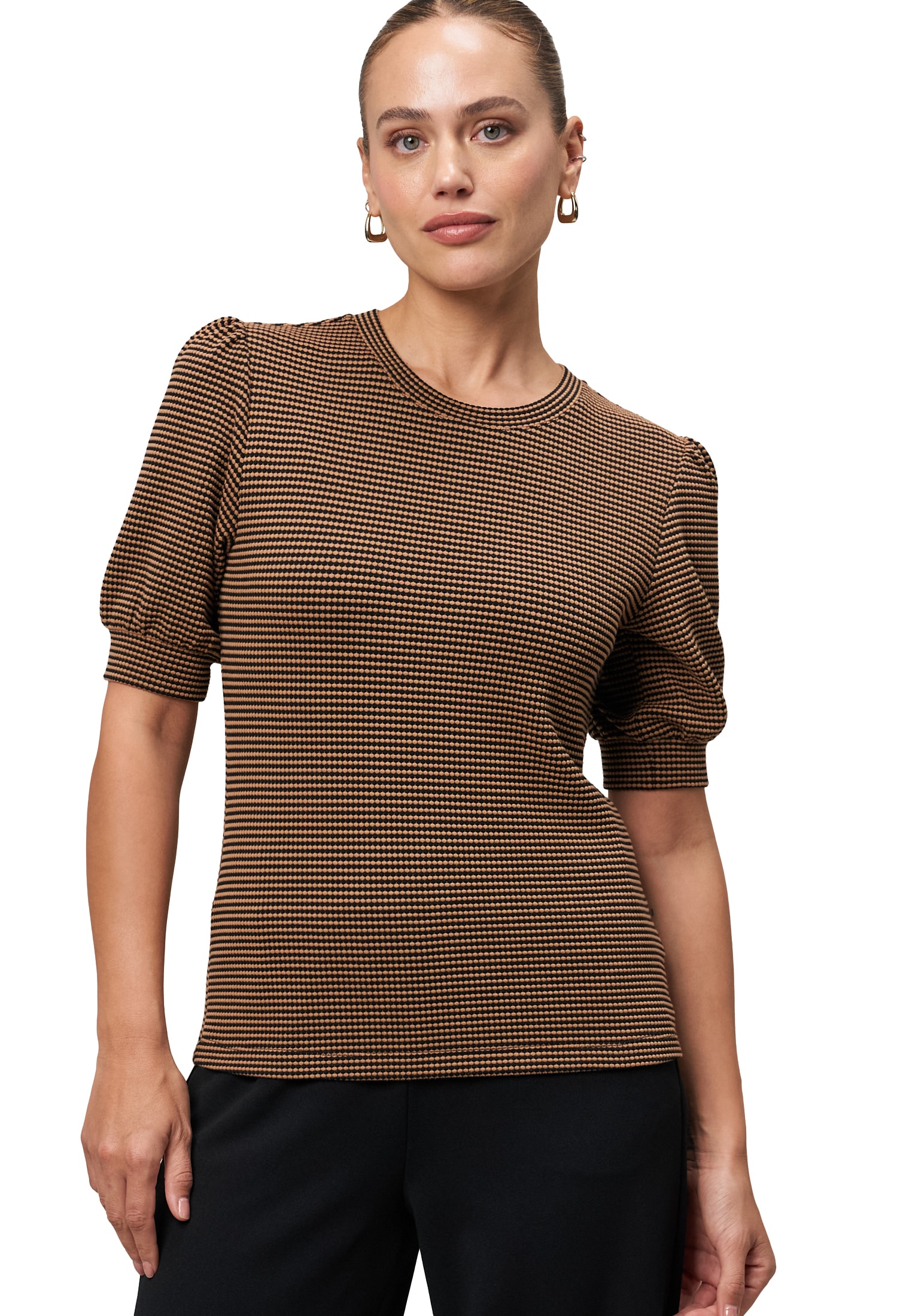 Zero Kurzarmshirt "zero Damen Strukturshirt kurzen Puffärmeln", (1 tlg.), s günstig online kaufen