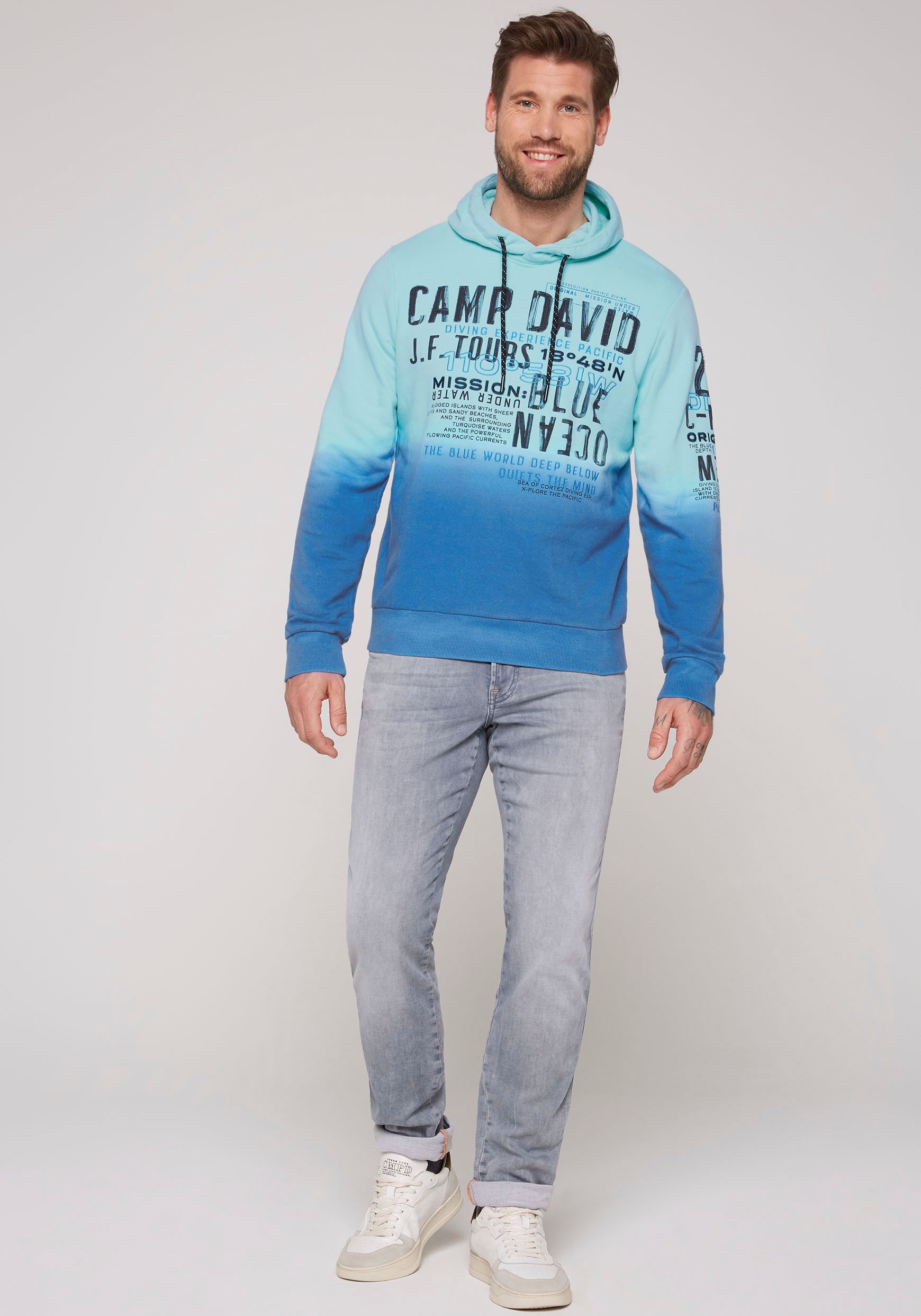 CAMP DAVID Hoodie, mit Druck im Used Look auf der Vorderseite ▷ für | BAUR