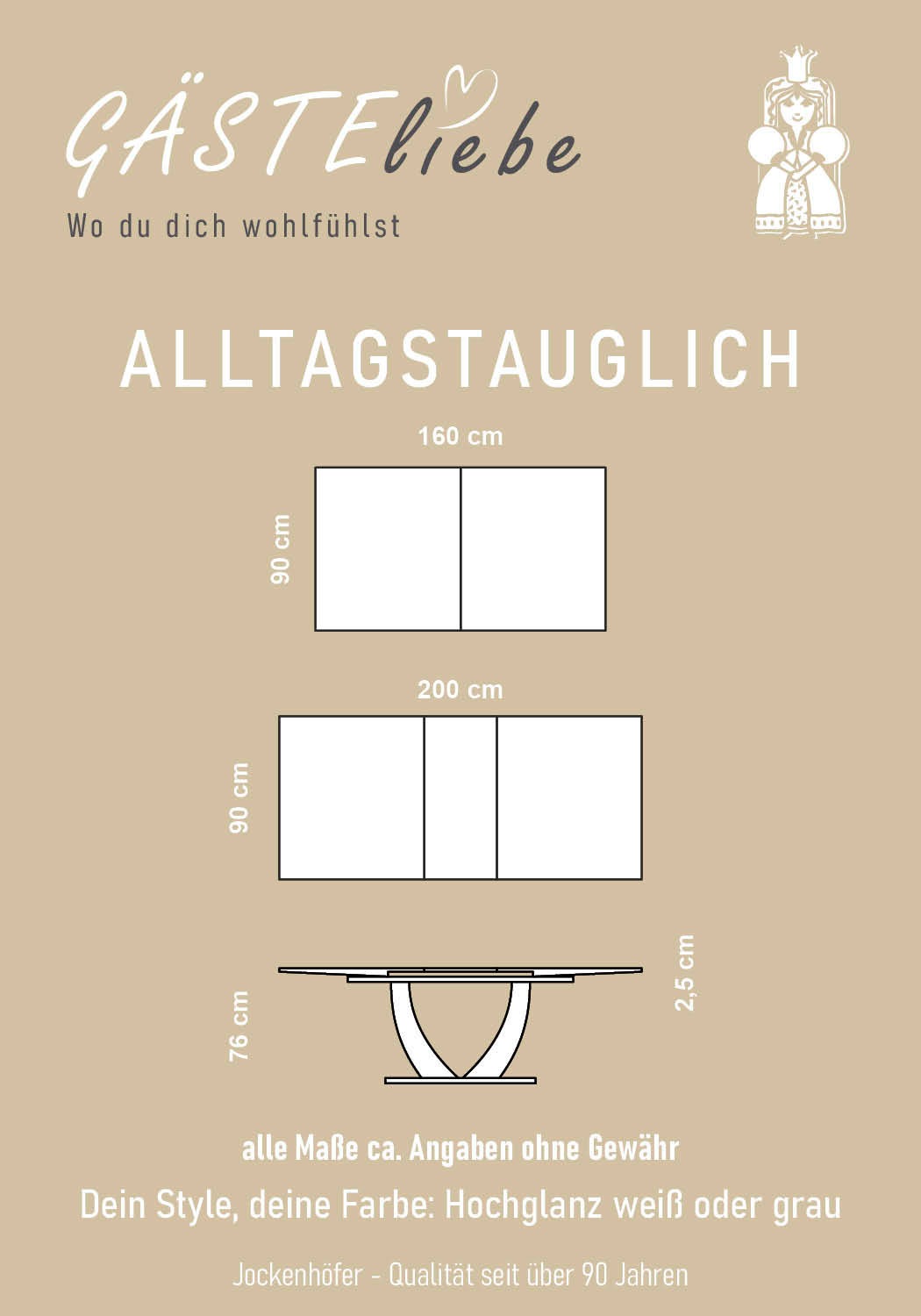 Thumbnail - Jockenhöfer Gruppe Esstisch "Ulm" Hochglanz, mit Synchronauszug, Breite 160-200 cm