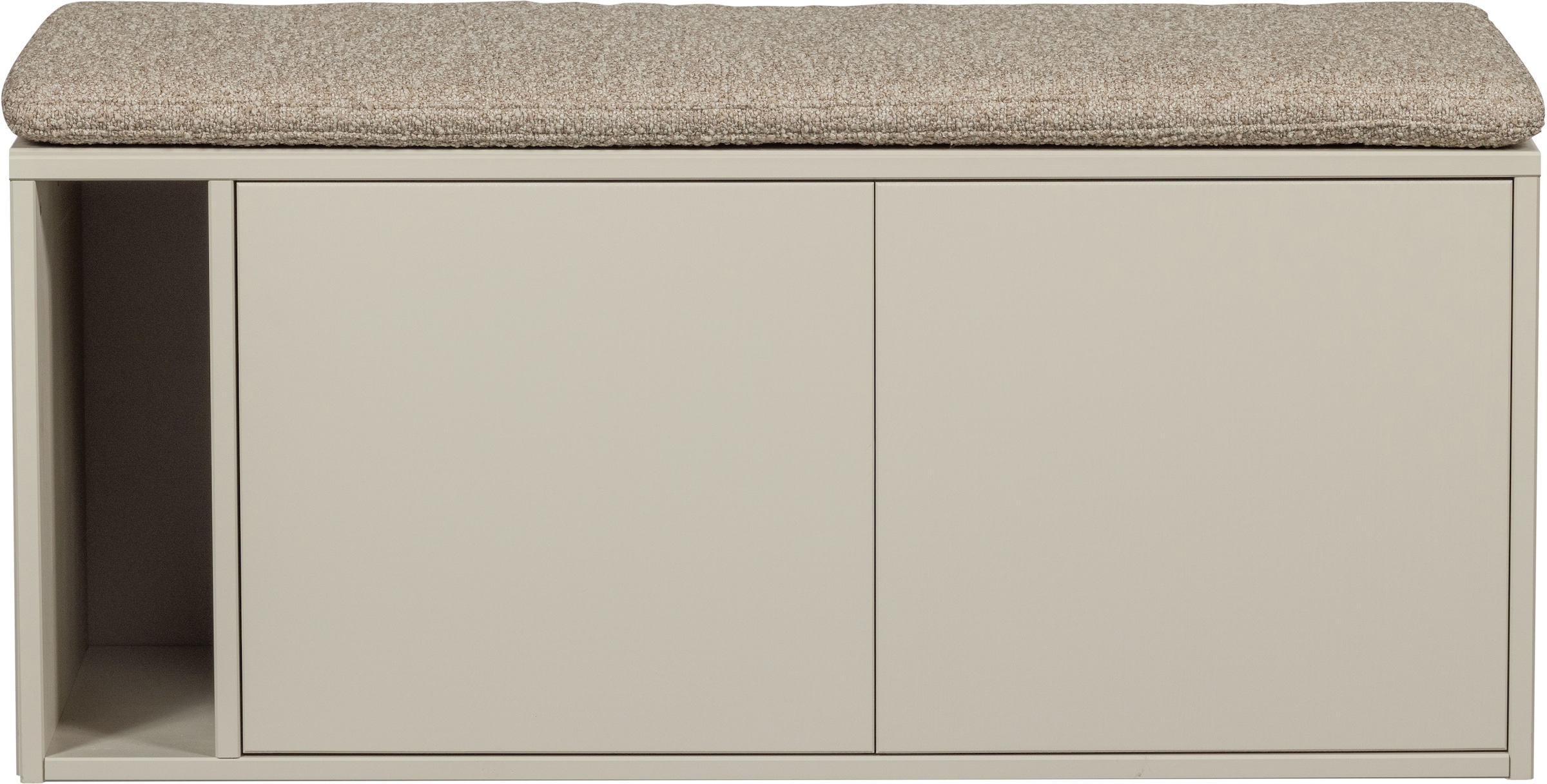 WOOOD Schuhbank »vtwonen SETTLE DOWN TV MEUBEL/BANKJE 108 CM DUST MET ZITKUSSEN [fsc]« Settle Down TV-Schrank/Bank aus FSC-Kiefer