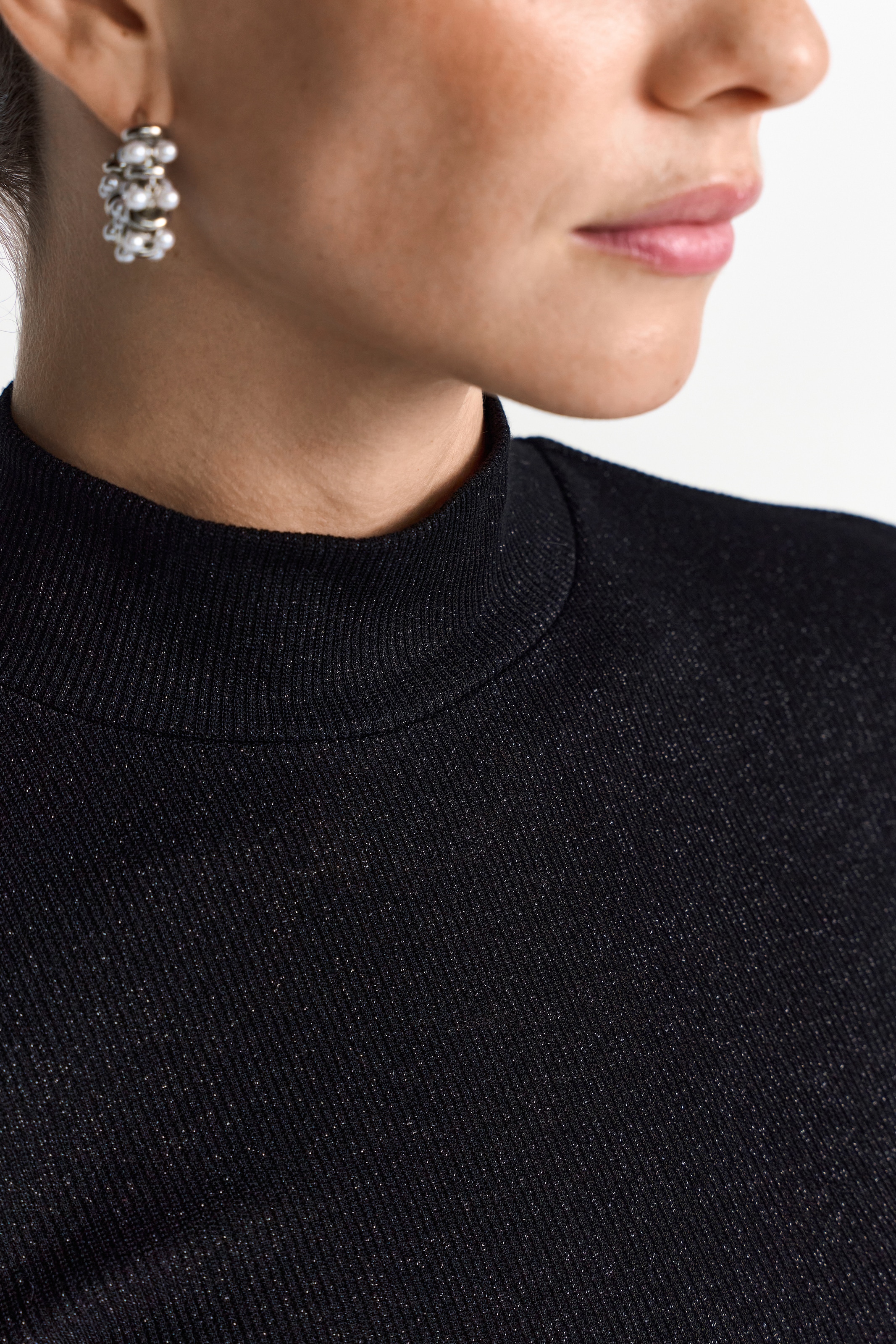 RICHROYAL Longsleeve mit Glitzereffekten, Turtleneck, enger Schnitt