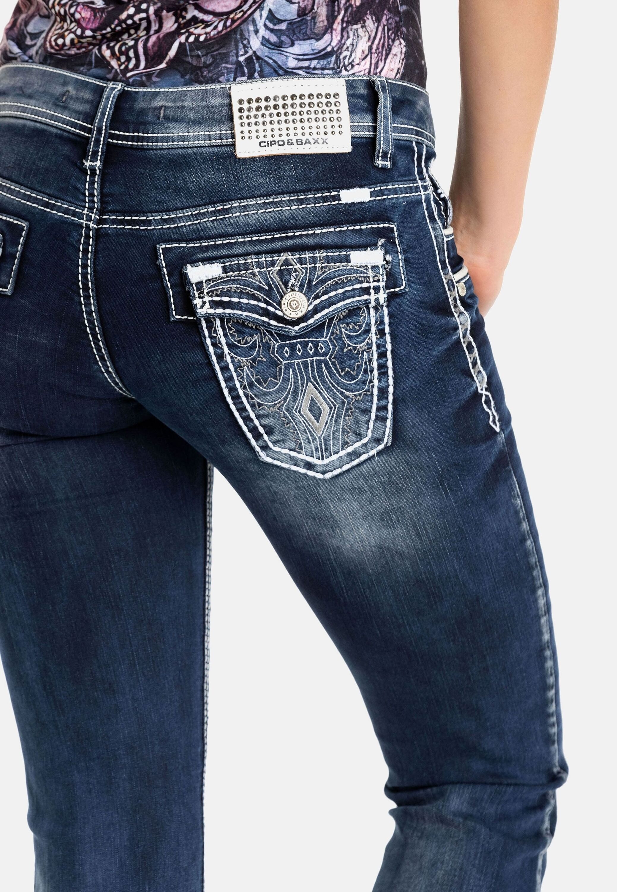 Cipo & Baxx Regular-fit-Jeans »Jeans«, mit Farbigen Nähten, WD259