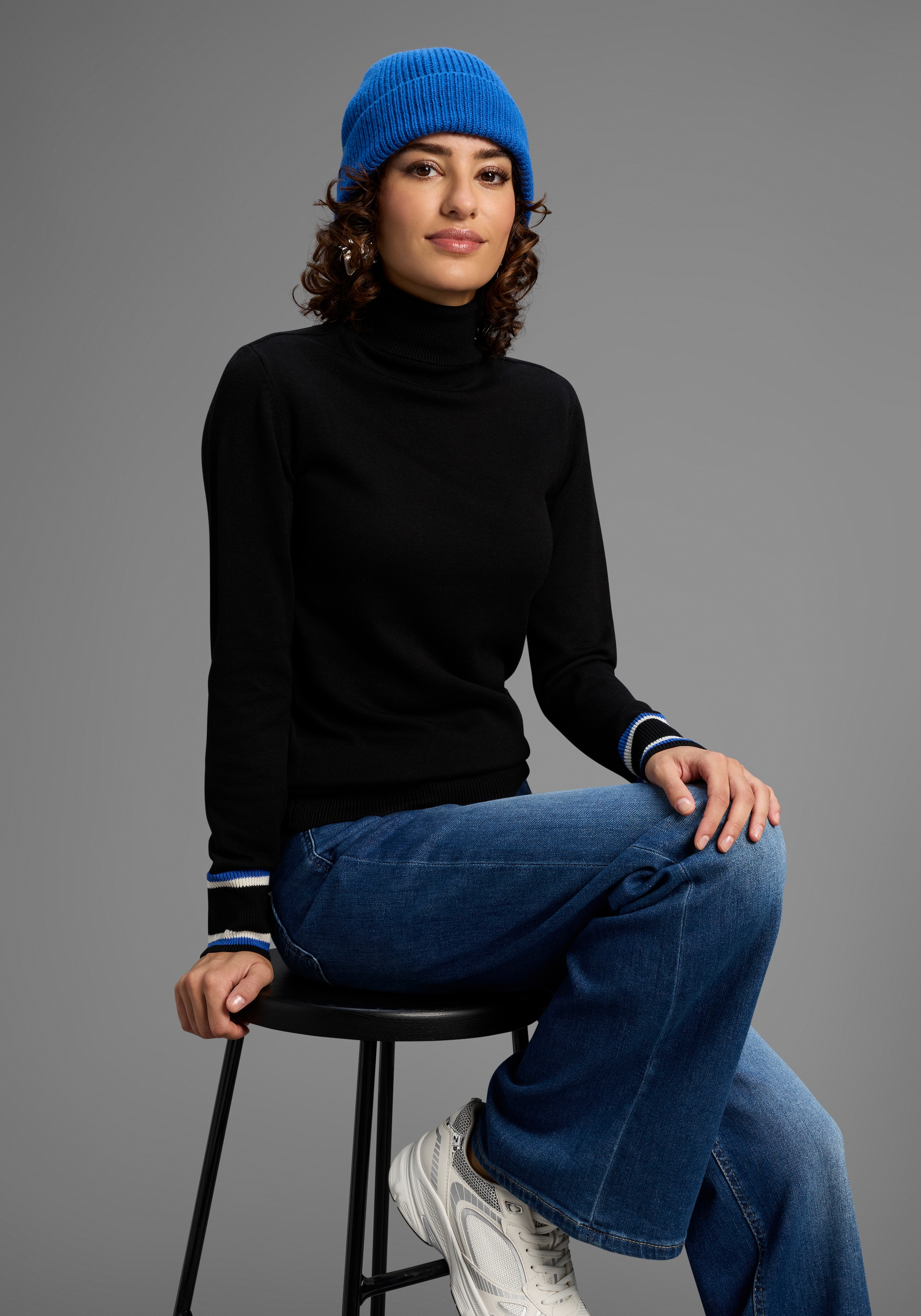 AJC Rollkragenpullover, mit trendy Kontraststreifen günstig online kaufen
