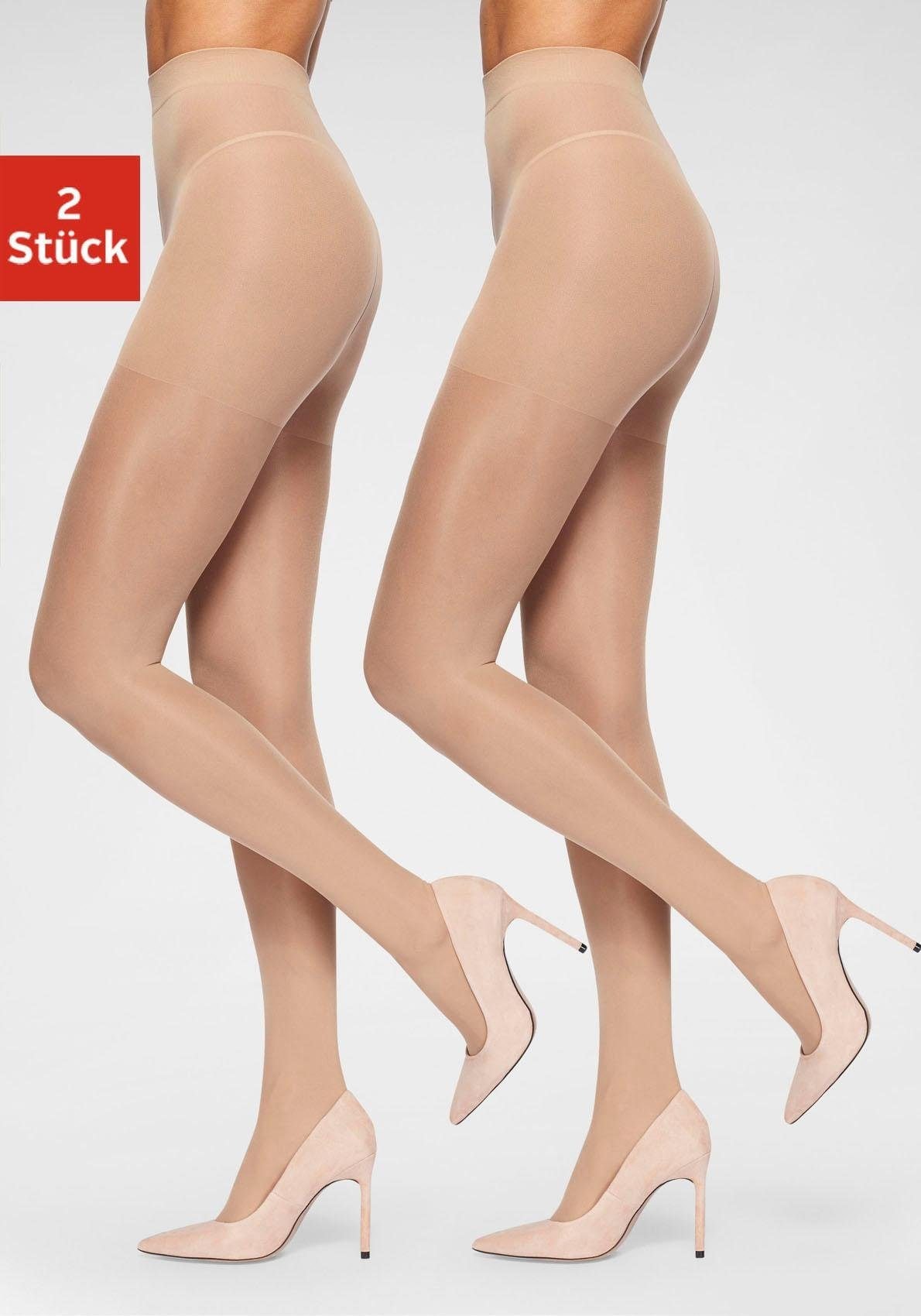 LASCANA Stützstrumpfhose 70 DEN Packung, 2 Stk. mit verstärktem Höschenteil