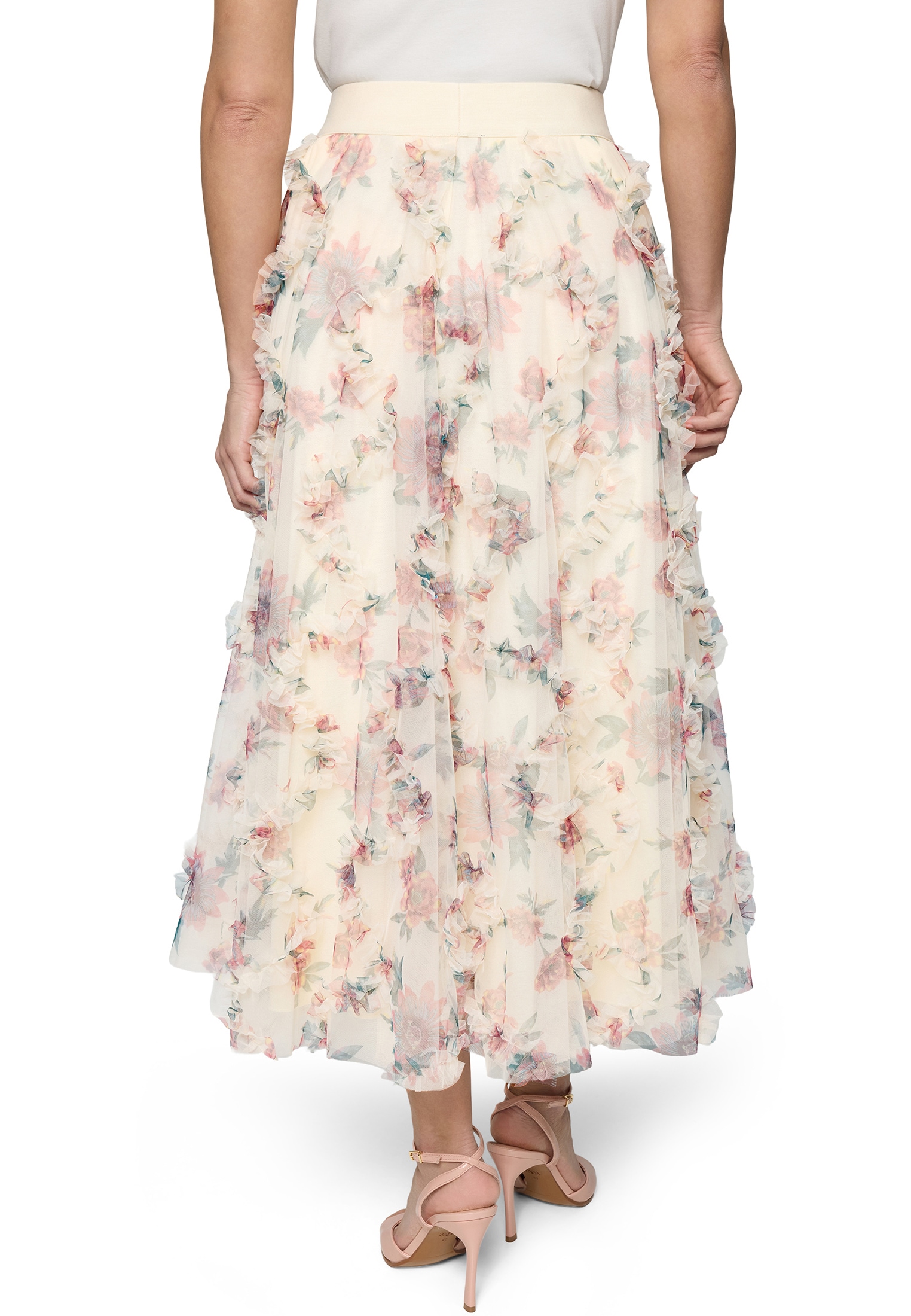 Zero Midirock »Damen mit Blumenprint« Raffungen