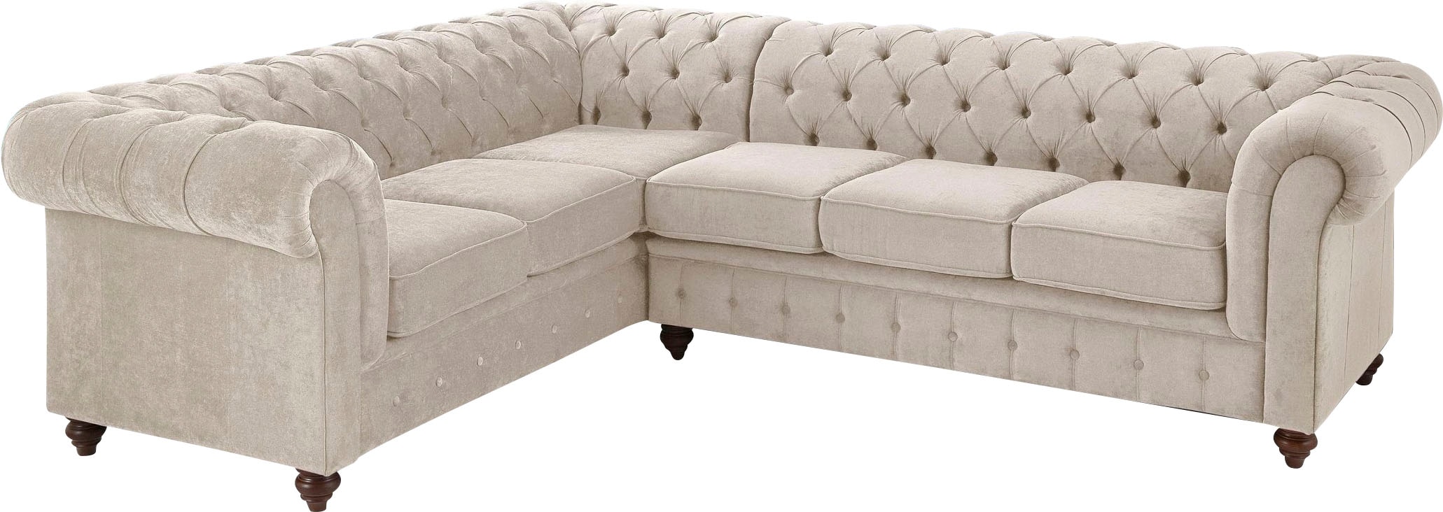 Home affaire Chesterfield-Sofa "Chesterfield Ecksofa, auch in Leder L-Form", hochwertige Knopfheftung, langer Schenkel l