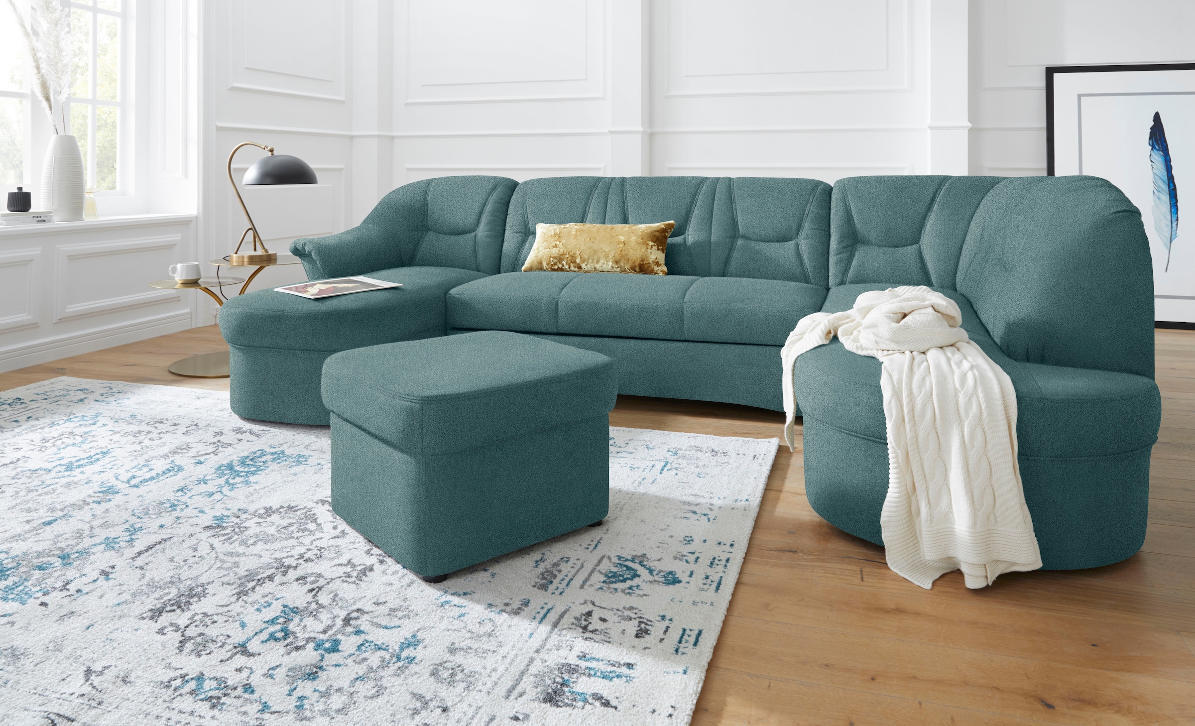 DOMO collection "SARAFINA 295x83x180 cm, auch mit Federkern für mehr Sitzkomfort" whlw. mit Bettfunktion, elegantes Design, U-Form