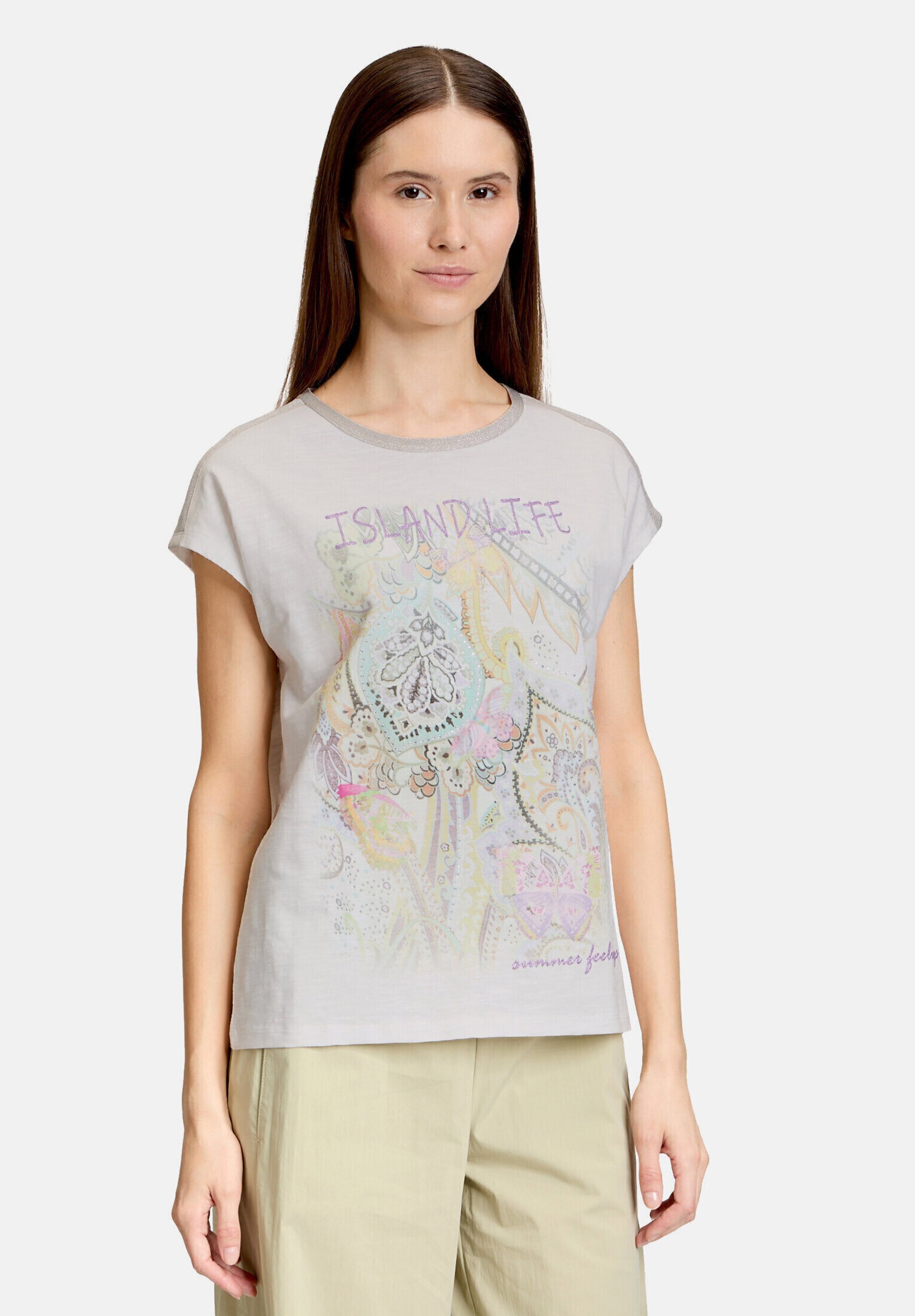 Cartoon Kurzarmshirt »Damen mit Placement« 1 Stk. Aufgesteppte Bänder