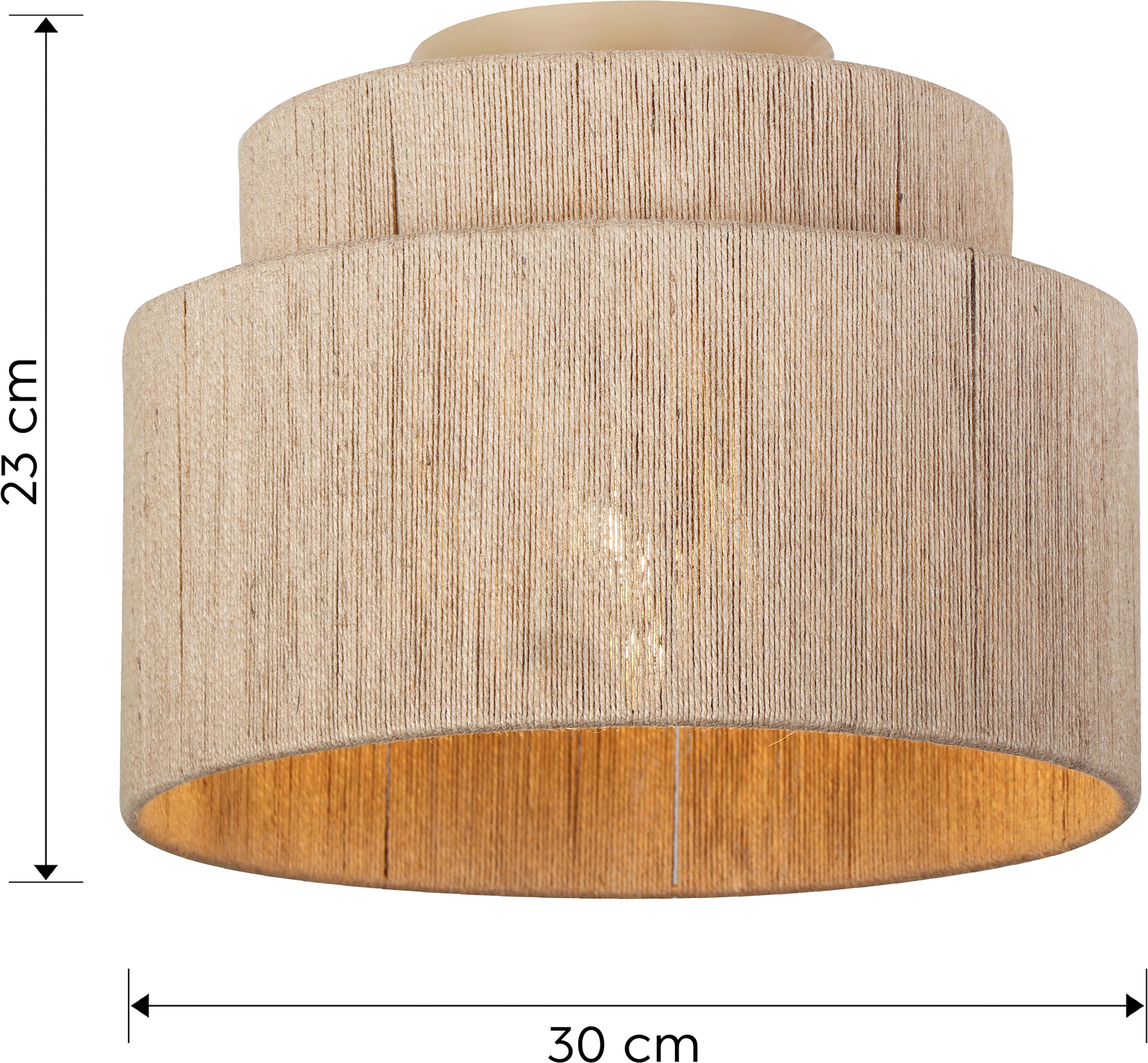 TRIO Leuchten Deckenleuchte »SMILLA, runde Deckenlampe mit Jute Lampenschirm Ø 30cm Höhe 23cm« E27 1 Stk. warmweiß - kaltweiß exkl 1x E27 max 10W, Deckenlampe Küche Schlafzimmer Wohnzimmer