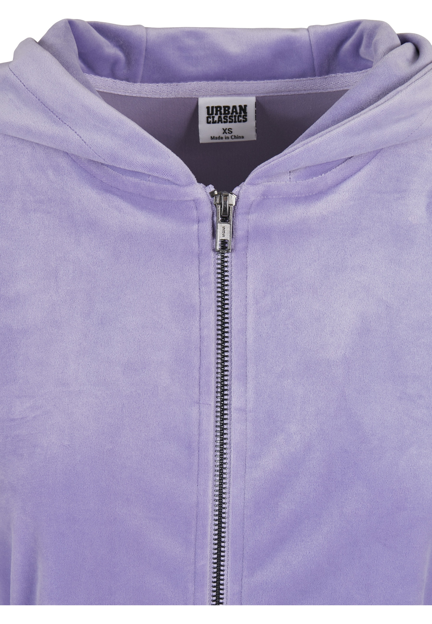 URBAN CLASSICS Sweatjacke »Urban Classics Damen Ladies Short Velvet Zip Hoody« 1 Stk.