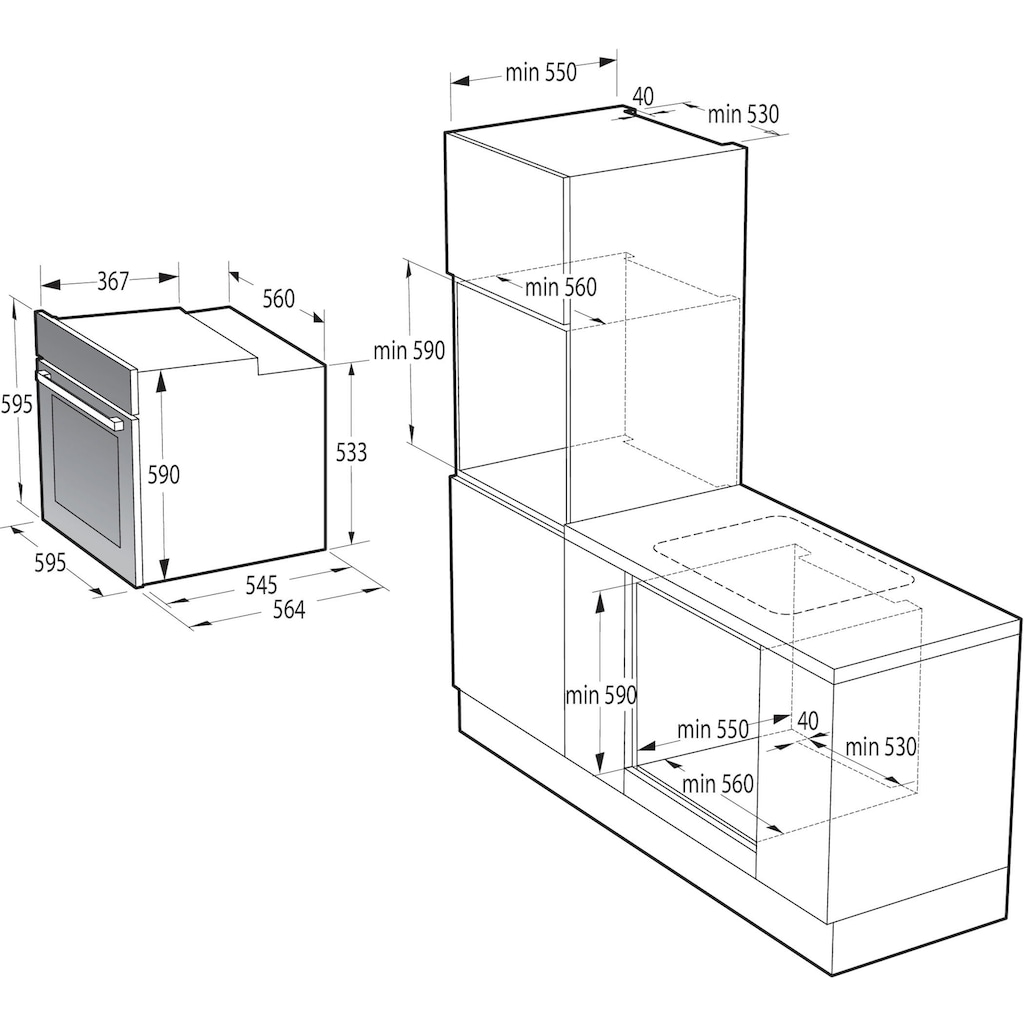 GORENJE Pyrolyse Backofen »BPS6737E14X, BPS6737E14BG«, BPS6737E14BG, mit 1-fach-Teleskopauszug, Pyrolyse-Selbstreinigung