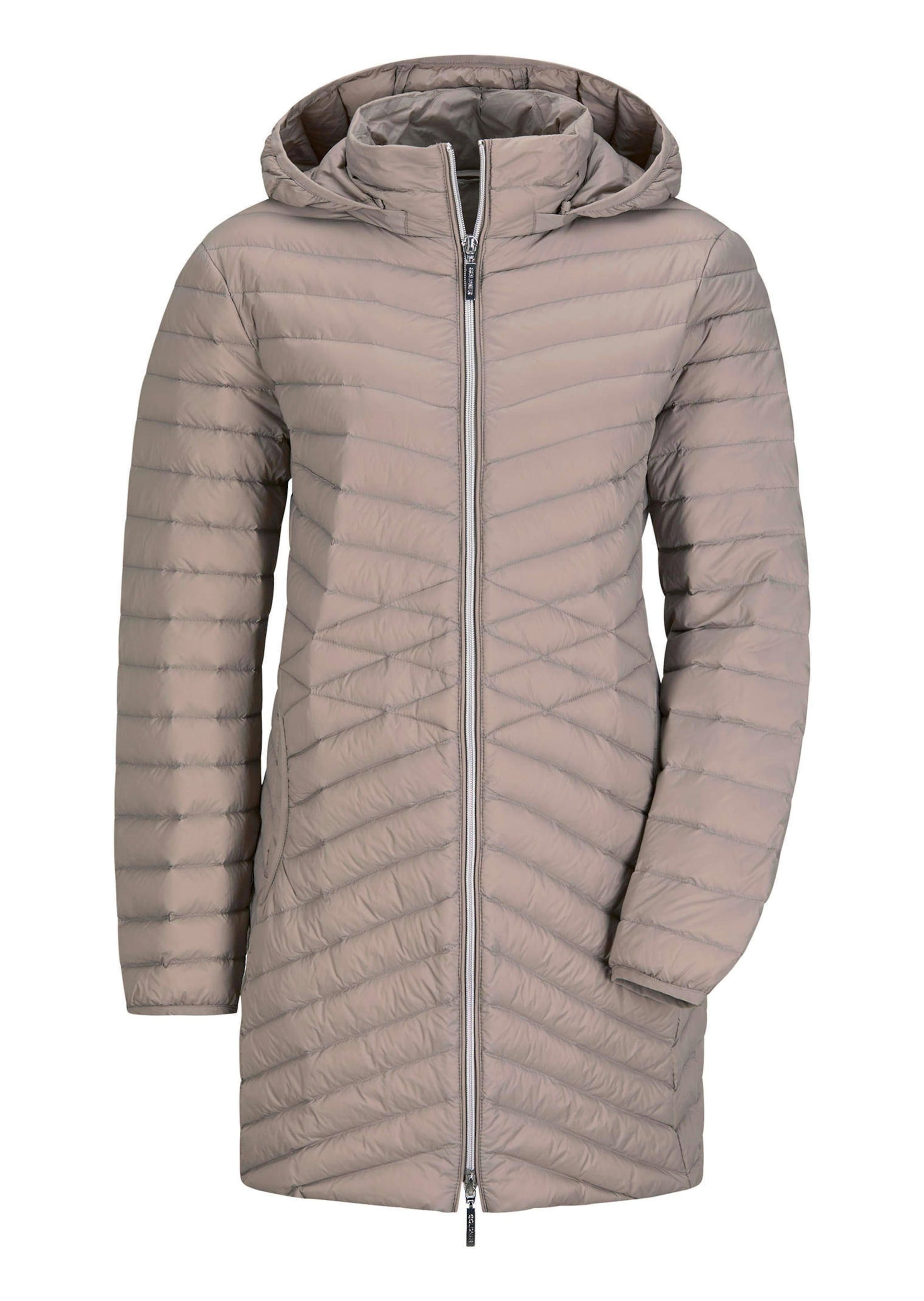 GOLDNER Winterjacke "Kurzgröße Gefütterter langer Mantel mit Kapuze" mit femininer Steppung