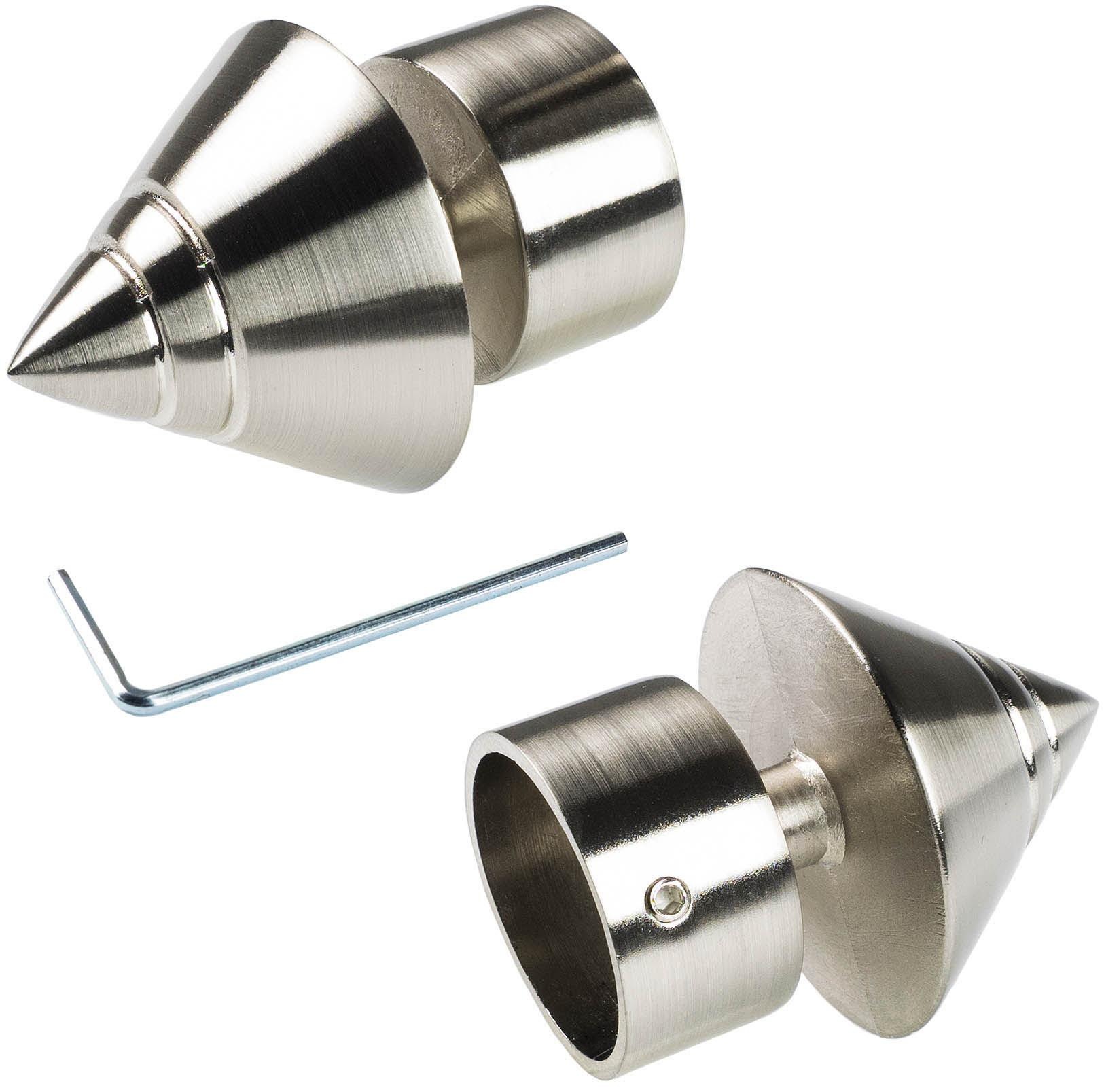 Liedeco Gardinenstange »Kegel edelstahl-optik«, 1 läufig-läufig, Fixmaß, edelstahlfarben