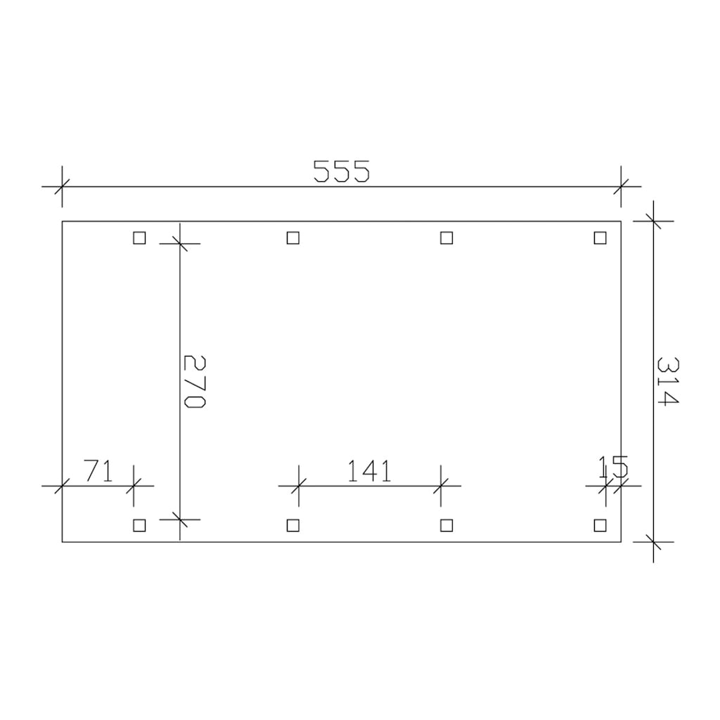 Skanholz Einzelcarport »Friesland«, Holz, 270 cm, grün