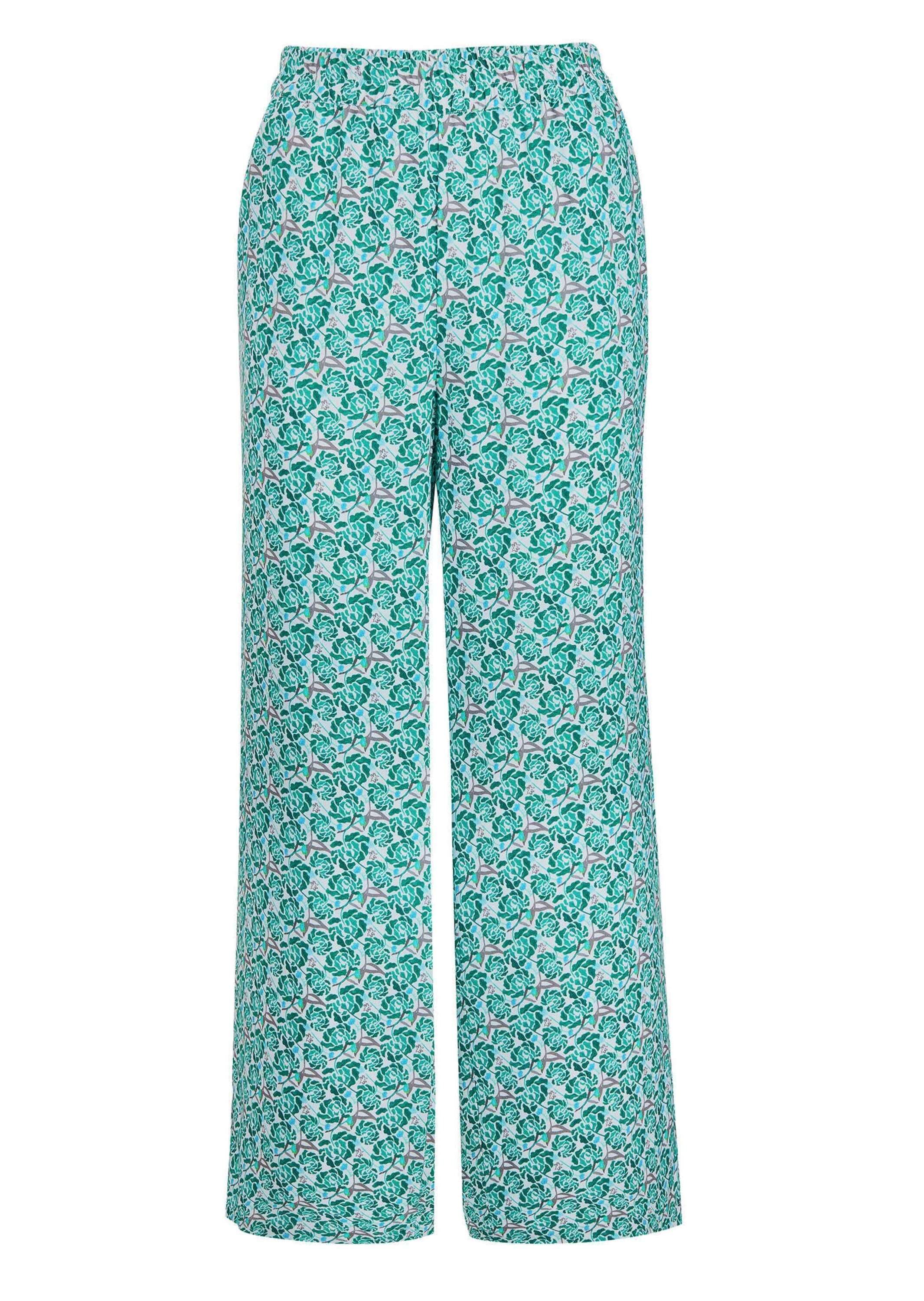 GOLDNER Schlupfhose "Kurzgröße Elegante Hose VERA mit Blütendruck" Gesäßtaschen