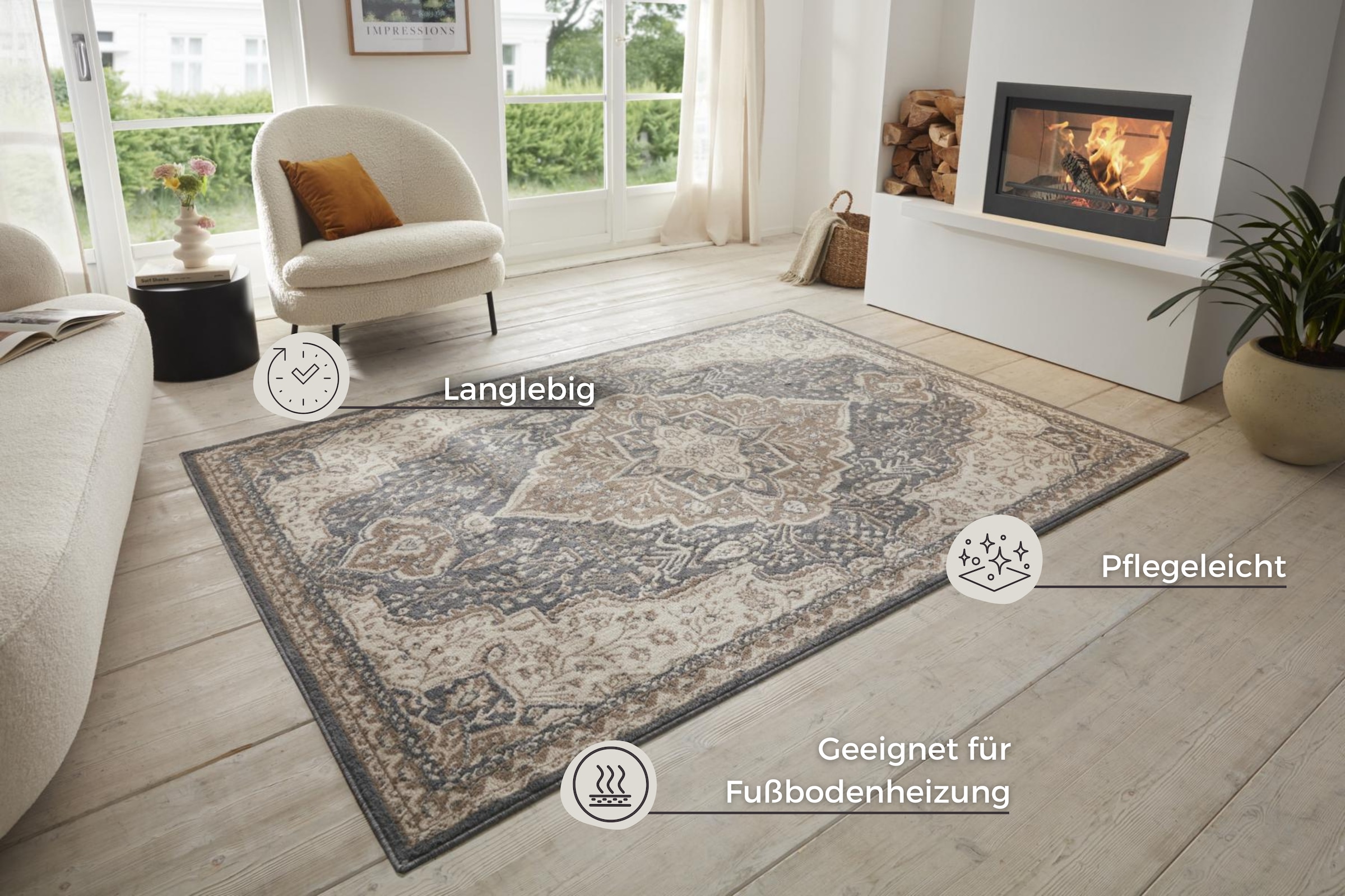 HANSE Home Teppich »Orken«, rechteckig, 8 mm Höhe, Kurzflor, Läufer, Orient, Vintage, Wohnzimmer, Schlafzimmer, Esszimmer