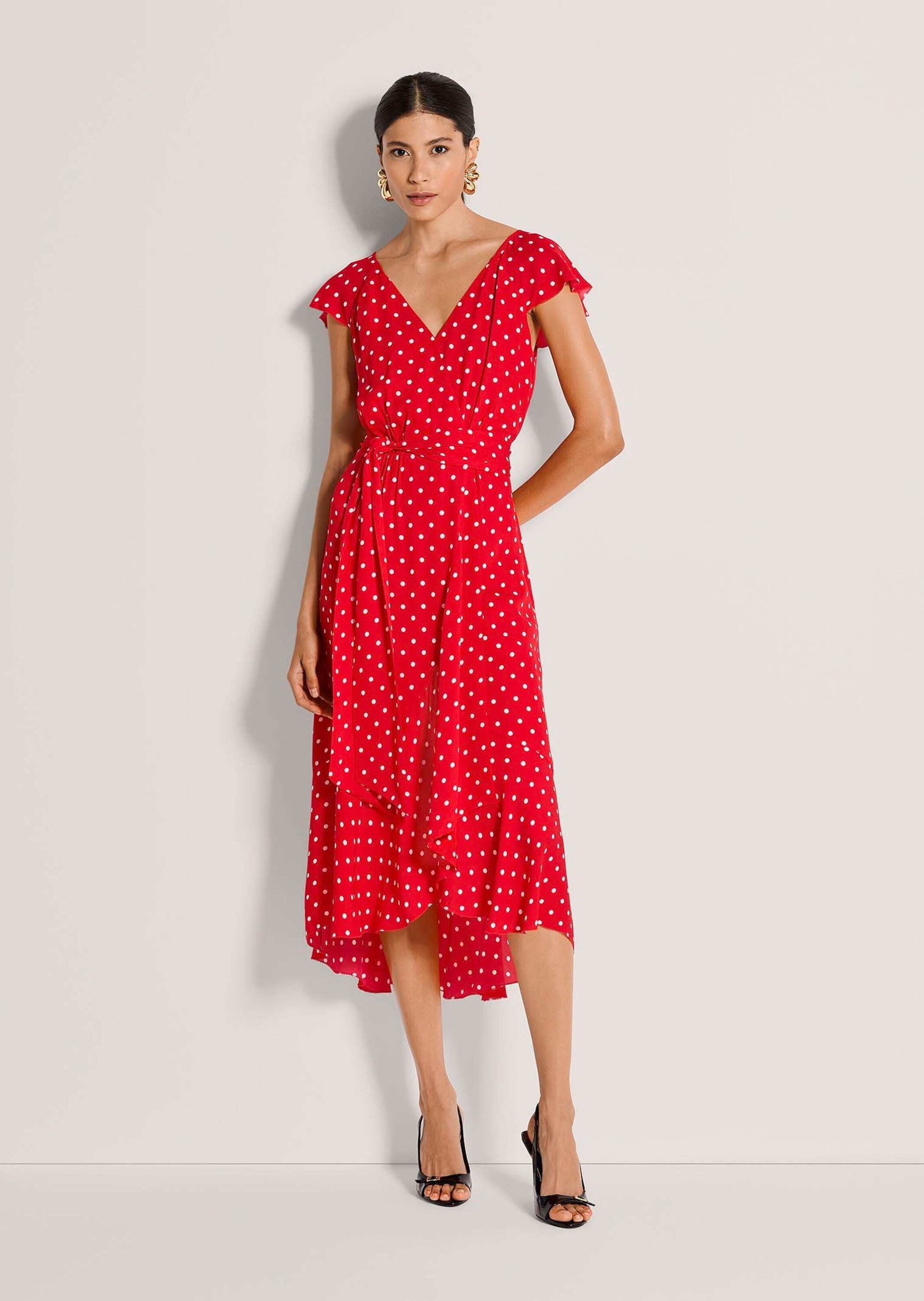 MADELEINE Midikleid "Wickelkleid Midikleid mit Tupfenmuster" Volant am Rock günstig online kaufen