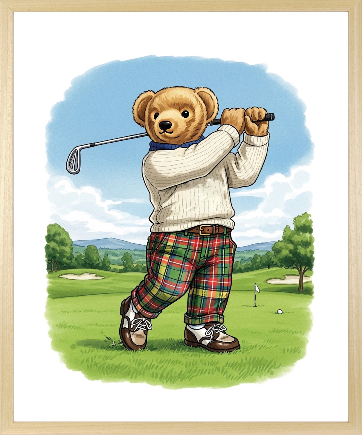 queence Bild mit Rahmen "Vintage Teddy Bär in Golf Club" Bär  Bären  Fashio günstig online kaufen