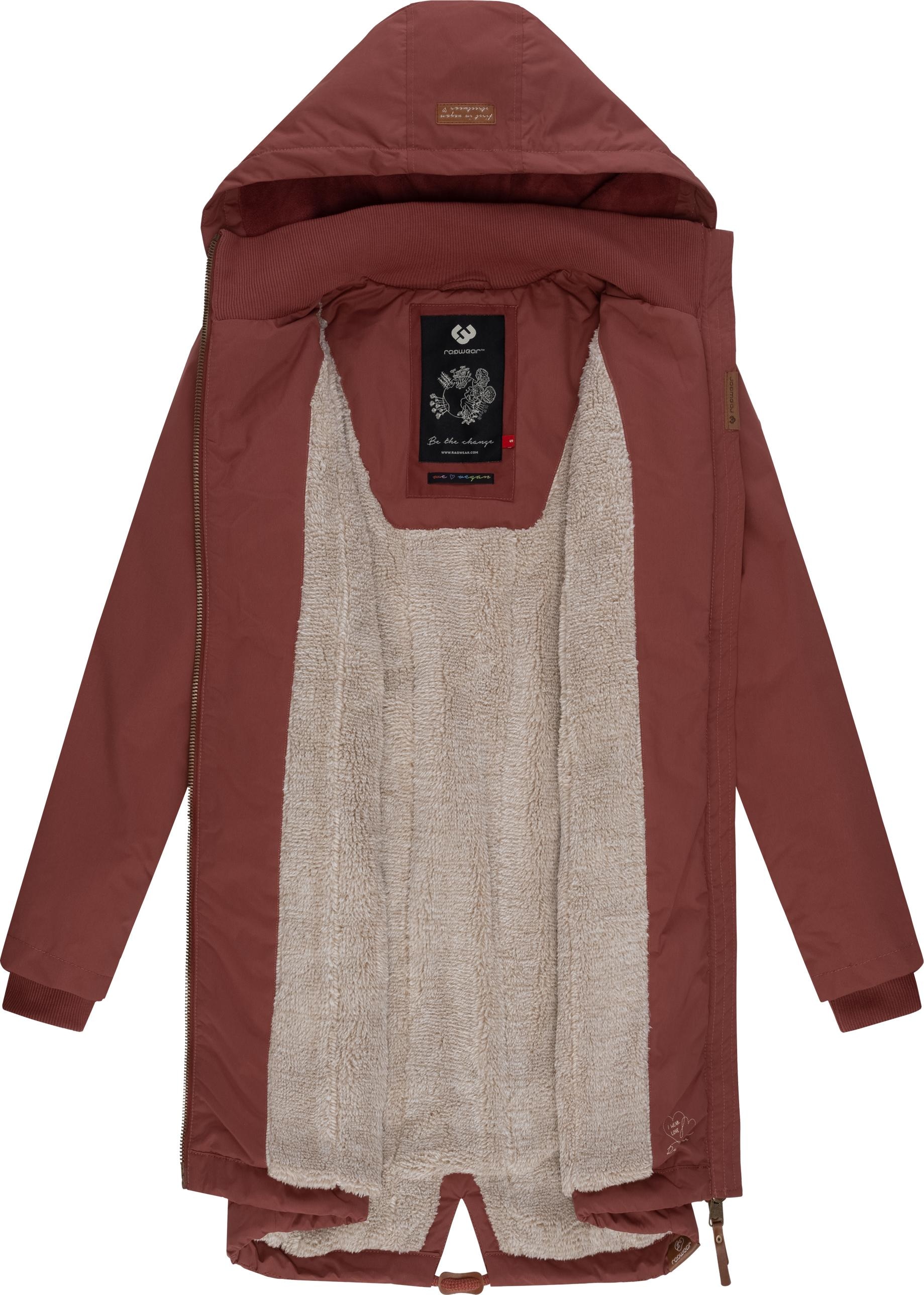 Ragwear Wintermantel »Crescend«, Wasserdichter Winterparka mit Kapuze und Teddyfleece