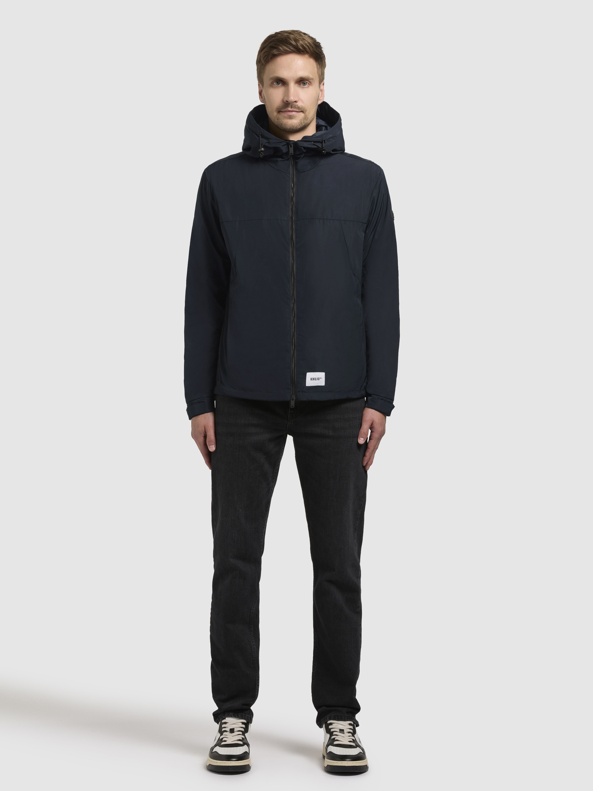 Anorak KHUJO "TAIKOO", Herren, Gr. L, dunkelblau, Web, 100% Polyester, unifarben, regular fit hüftlang, eingesetzt,mit Riegel elastischer Bund mit Druckknöpfen, Jacken