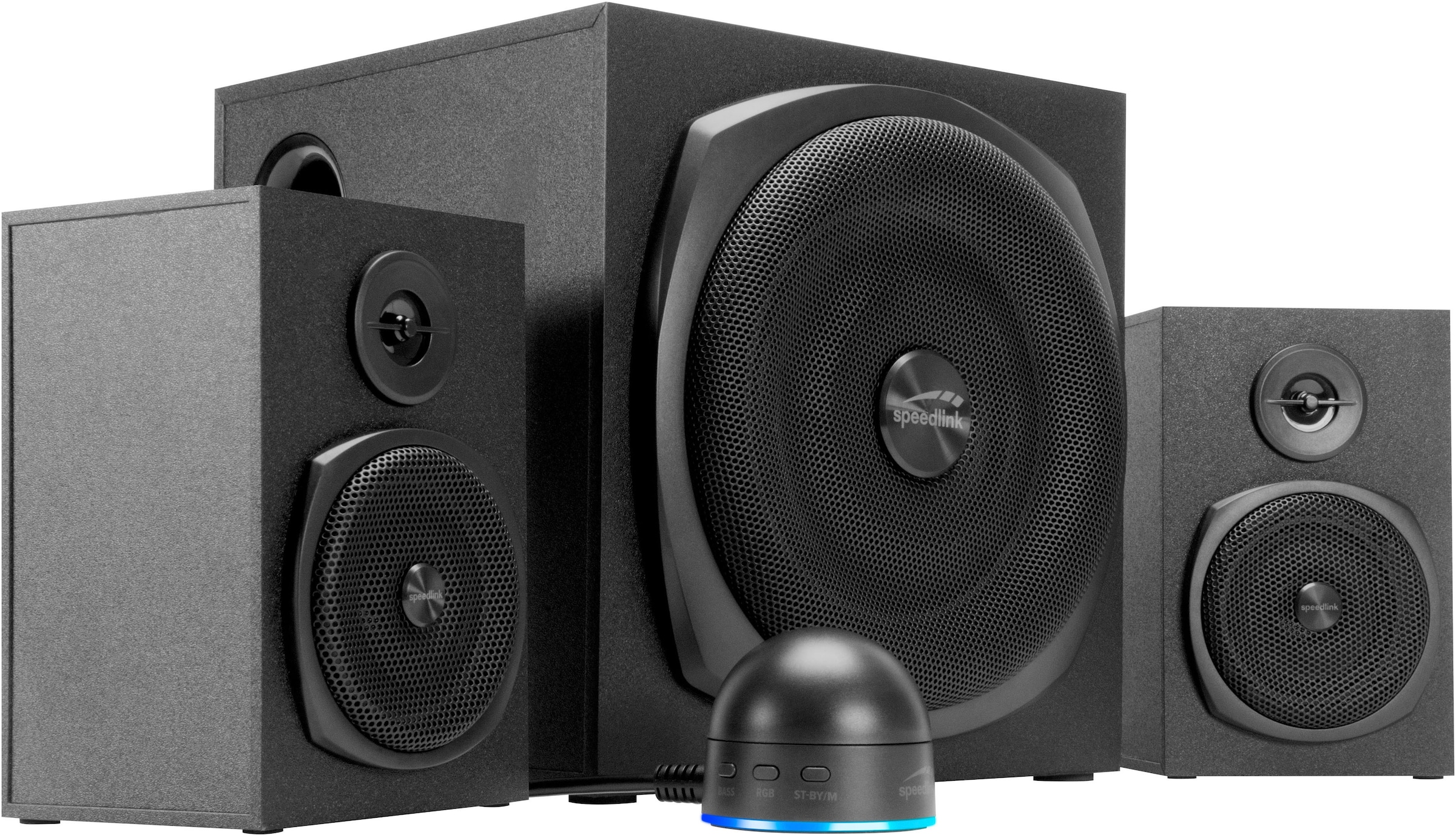 Speedlink 2.1 Soundsystem »GRAVITY LT 2.1 Subwoofer System PC Lautsprecher«, Tischfernbedienung, Bluetooth Verbindung zum Smartphone, Tablet, etc.