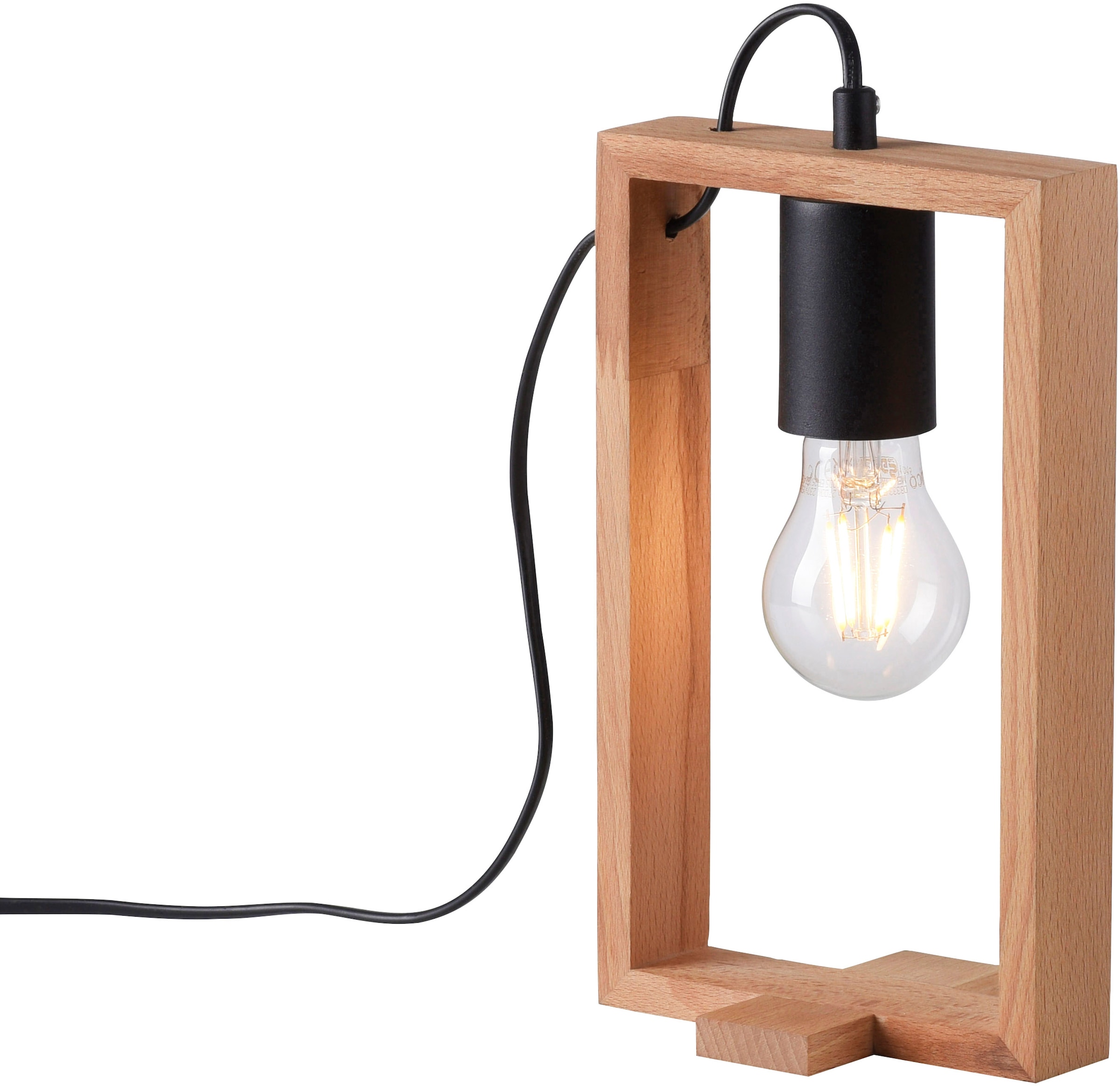 Home affaire Tischlampe Leuchtmittel (Akazienholz), | E27 Tischleuchte für aus 1 BAUR geeignet flammig-flammig, Holz »Nohen«