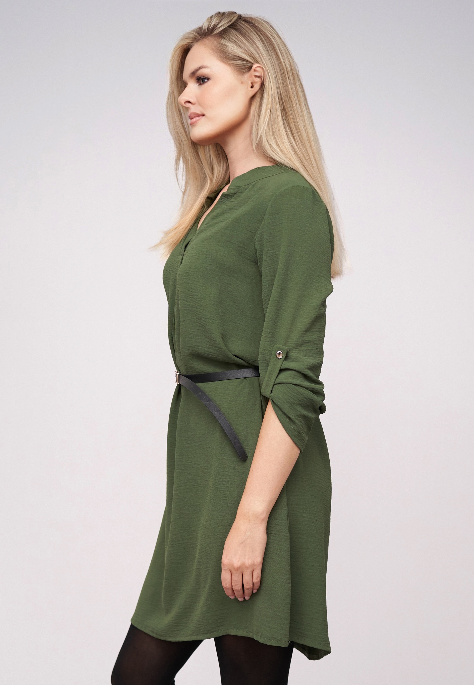 CLOUD 5IVE Shirtkleid »CLOUD 5IVE Musselin Dress with turn-up sleeves and belt« 1 tlg.