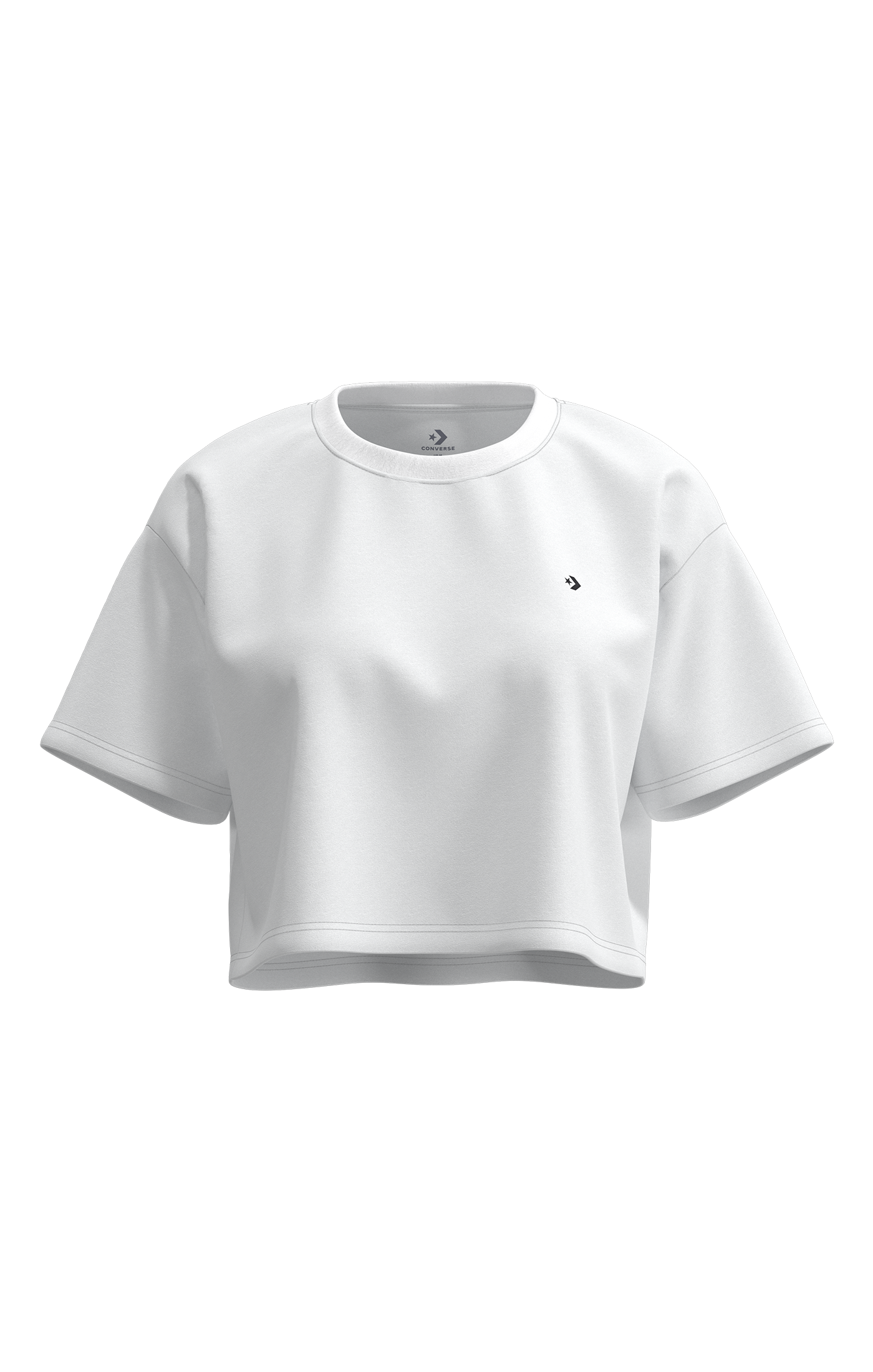 T-Shirt CONVERSE "STAR CHEVRON SPORTY TEE", Damen, Gr. XL, weiß 10a, Obermaterial: 100% Baumwolle, Rundhals, Shirts T-Shirt, sportlicher Stil, Kurzarm, aus Baumwolle, Rundhalsausschnitt