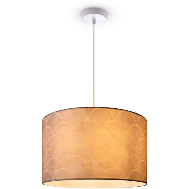 Paco Home Pendelleuchte »Hugo Pillar«, Pendelleuchte Esstisch Lampe  Wohnzimmer Stoffschirm Vintage Modern | BAUR