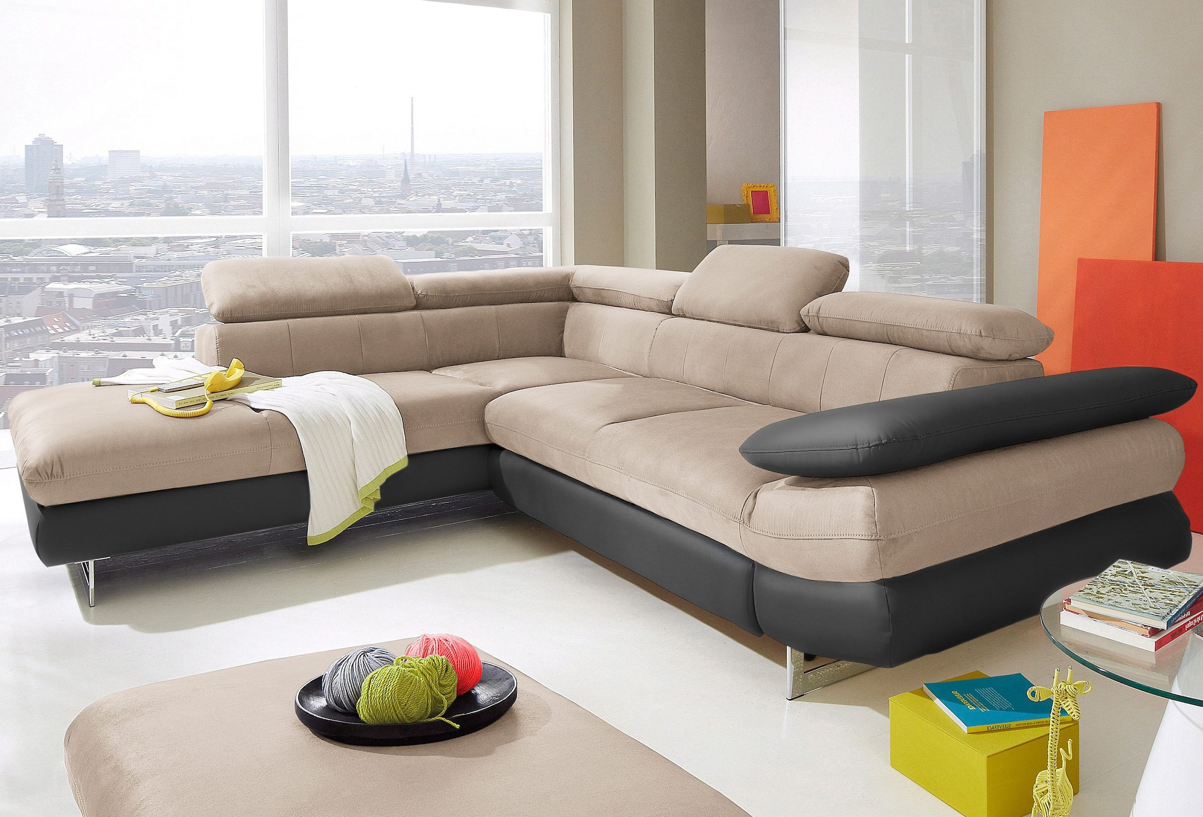 COTTA Ecksofa "Solution L-Form" mit Arm- & Kopfteilverstellung, wahlweise m günstig online kaufen