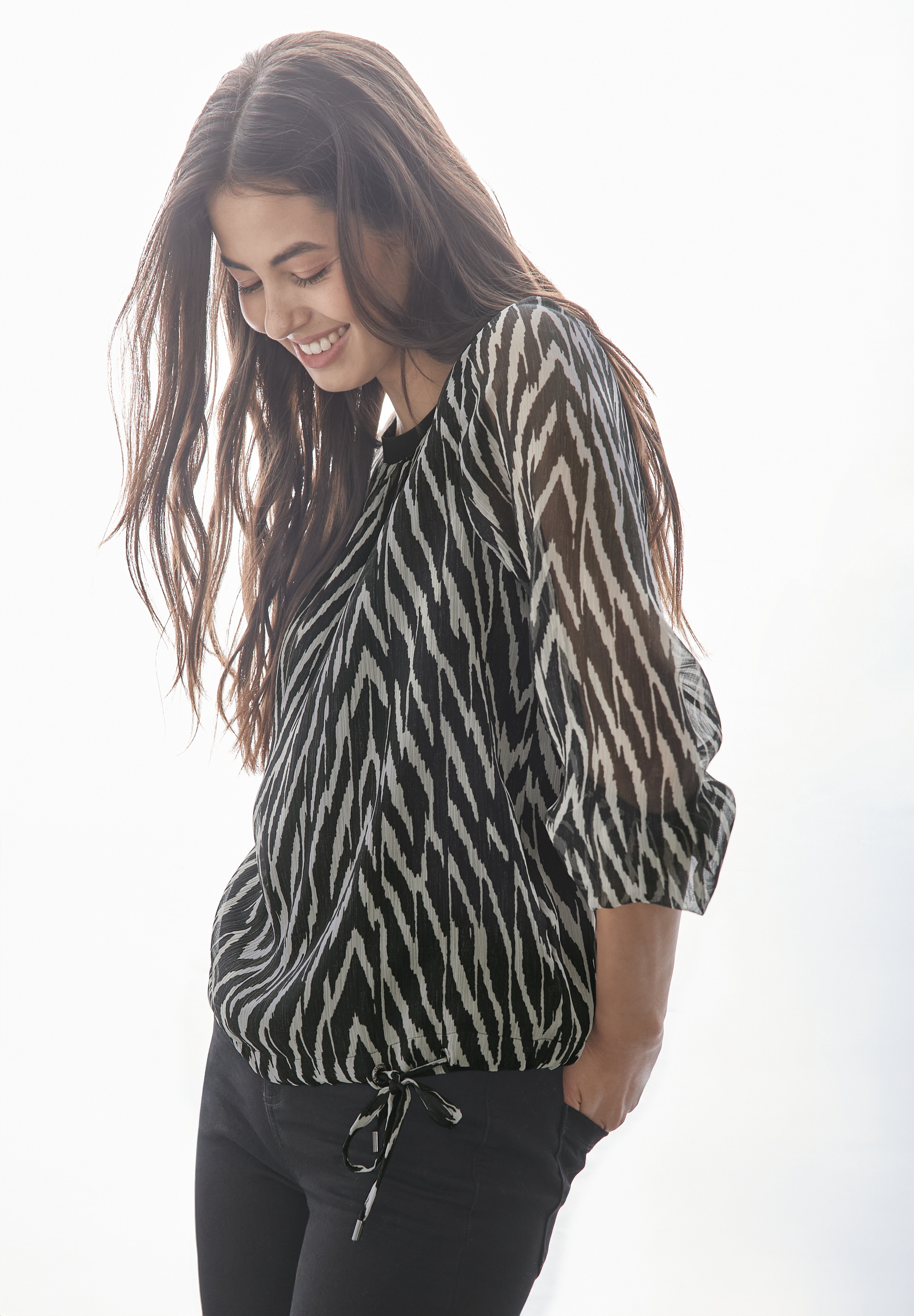 STREET ONE Langarmbluse mit Rundhalsausschnitt