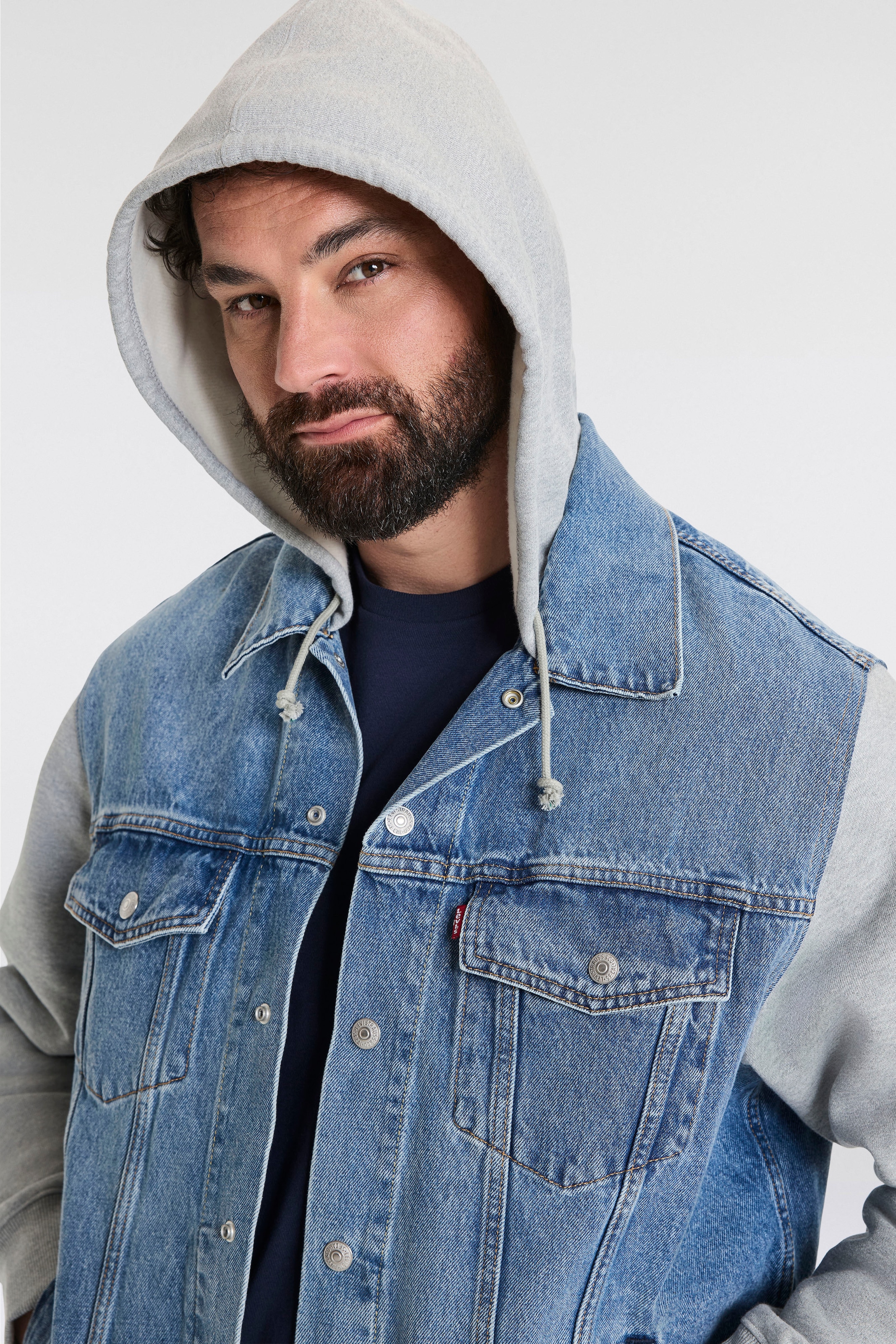 Levi's® Plus Hybridjacke, mit Kapuze, mit Sweat Kapuze und Ärmeln