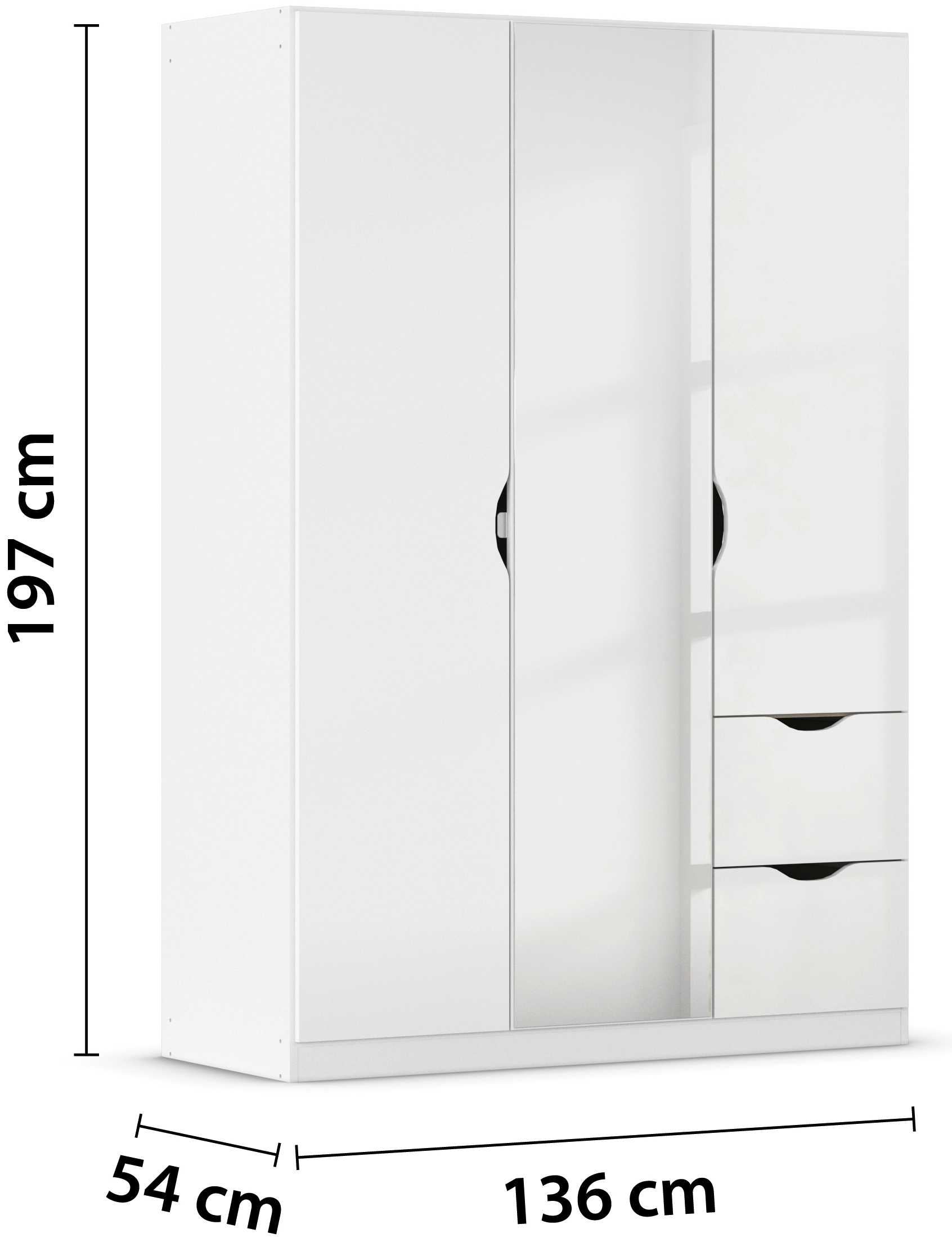 rauch Kleiderschrank »Freiham Drehtürenschrank Garderobe BESTSELLER« mit Spiegel und Schubkästen, Griffmulden,  Schlafzimmerschrank Schrank