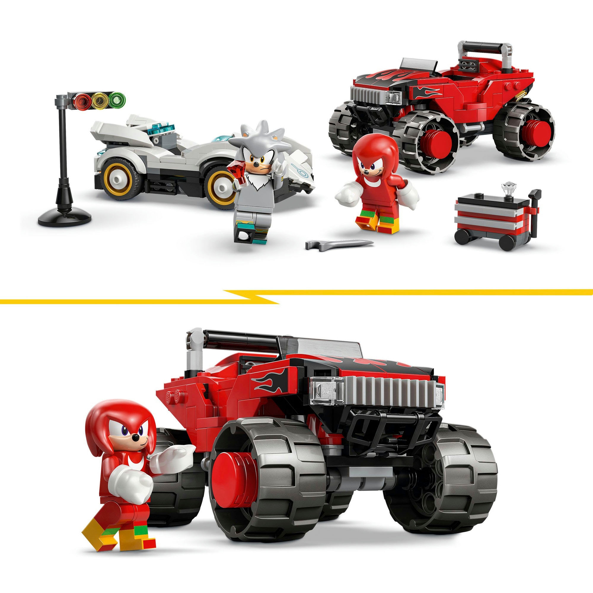 LEGO® Konstruktionsspielsteine »Silvers Auto vs. Knuckles' Monstertruck (77118), LEGO Sonic«