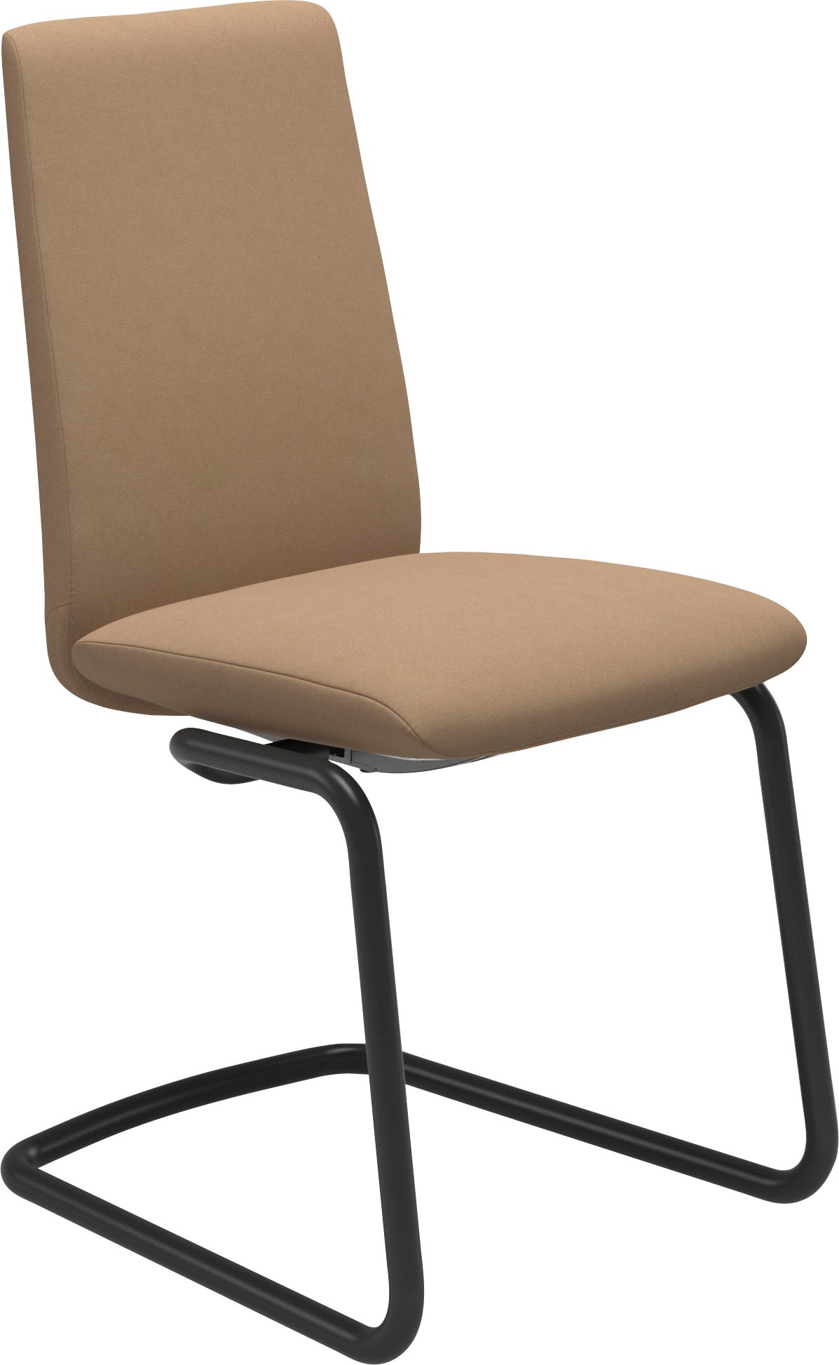 Polsterstuhl STRESSLESS "Laurel", braun (sand dinamica, schwarz matt), B:53cm H:92cm T:59cm, Microfaser DINAMICA (88% Polyester, 12% Polyurethan), Stühle, Polsterstuhl, Low Back, Größe M, mit Beinen aus Stahl in Schwarz matt