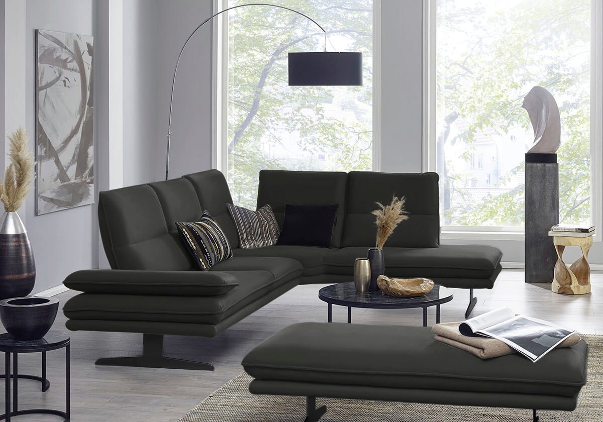 W.SCHILLIG Ecksofa "broadway, Designsofa, toller Sitzkomfort, zeitlos, elegant, L-Form" Sitztiefenverstellung, Kopfteil- & Seitenteilverstellung, Breite 284cm