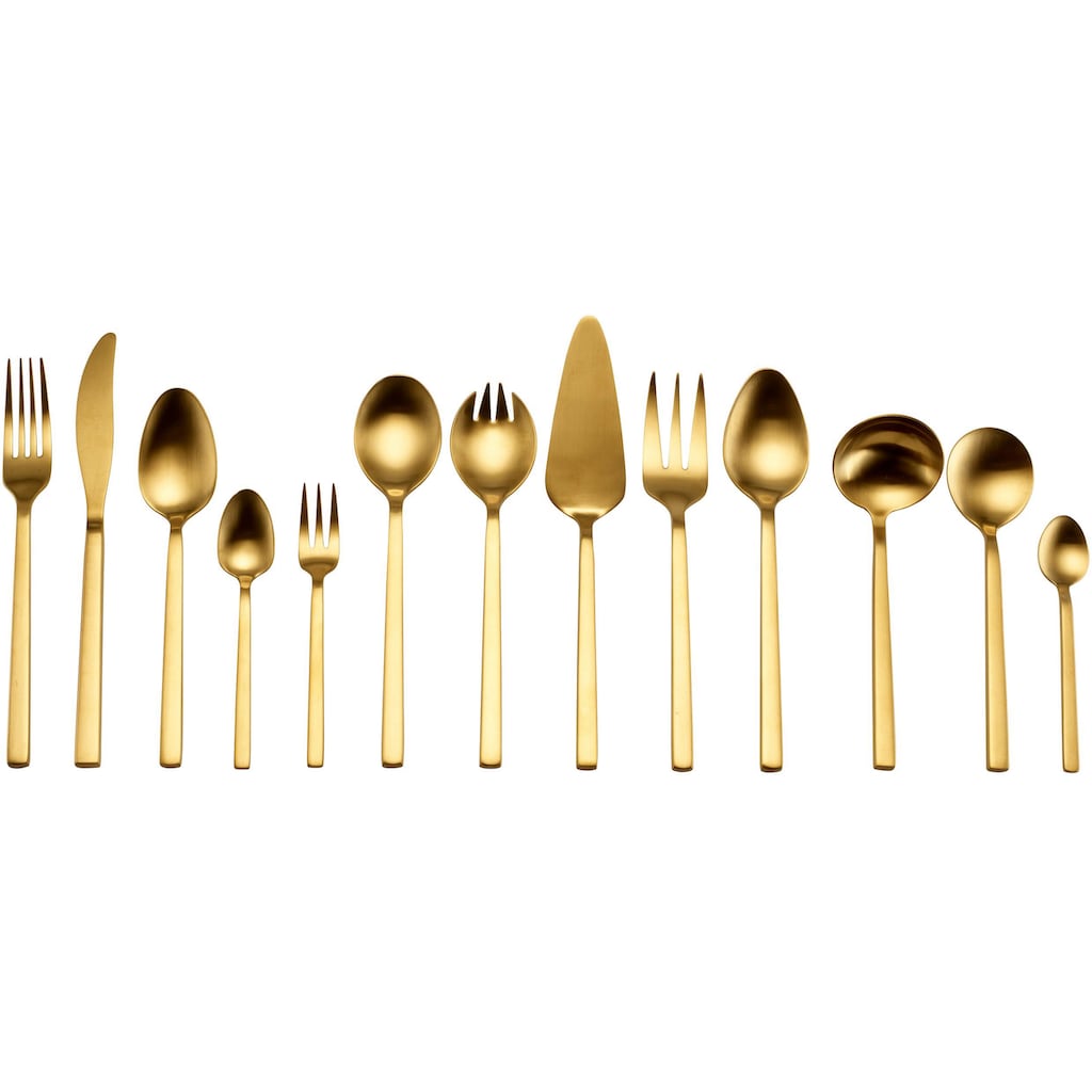 Guido Maria Kretschmer Home&Living Besteck-Set »Golden Look«, (Set, 68 tlg.), Tafelbesteck, Präsentschachtel, PVD gold mattiert