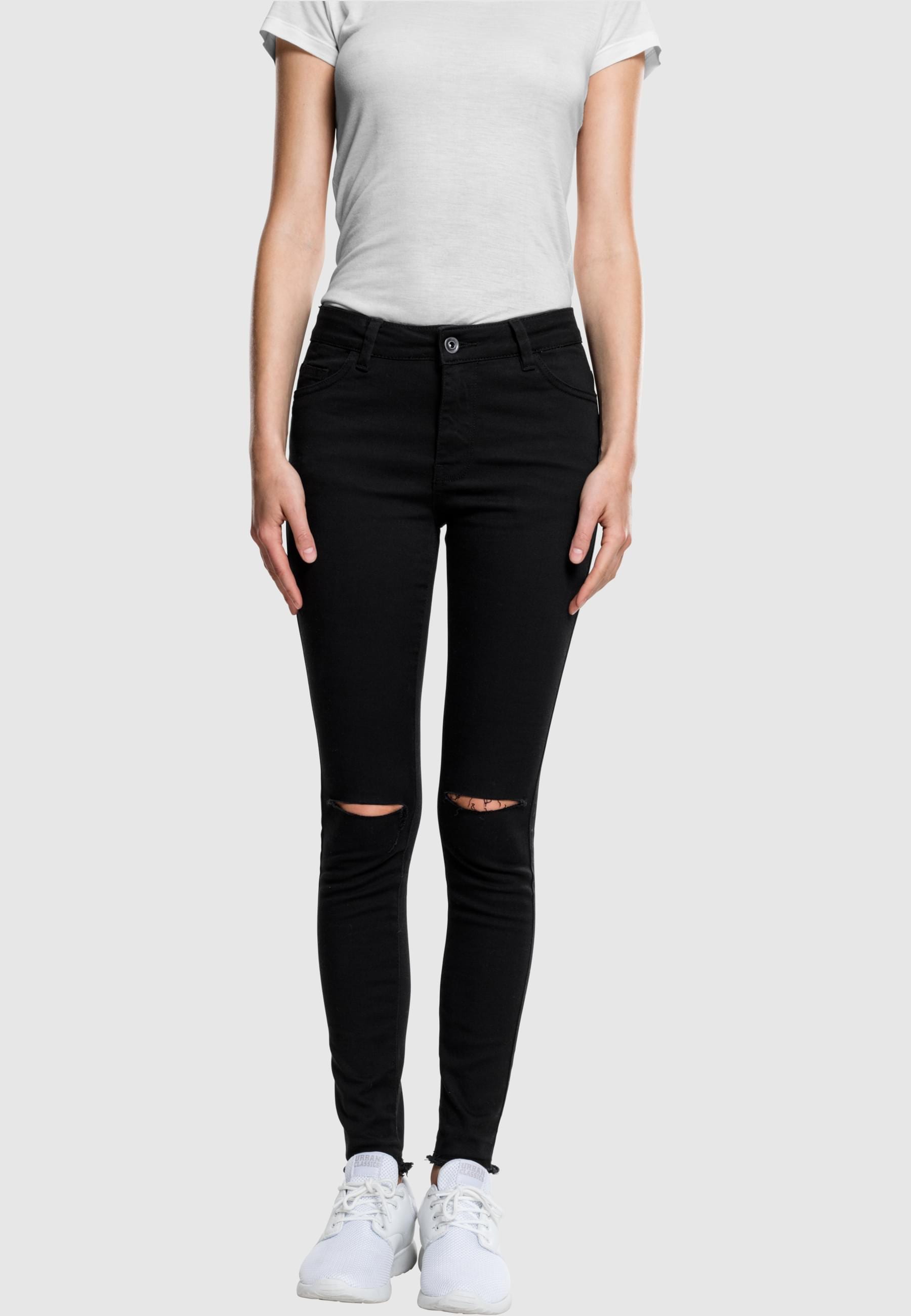 URBAN CLASSICS Stoffhose »Urban Classics Damen Ladies Cut Knee Pants«, (1 tlg.)