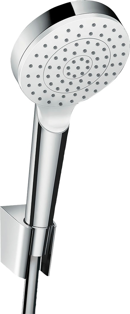 hansgrohe Duschbrause "Crometta", (Brauseschlauch, Handbrause, Brausehalter), 10cm, 1 Strahlart mit Duschschlauch 160cm,