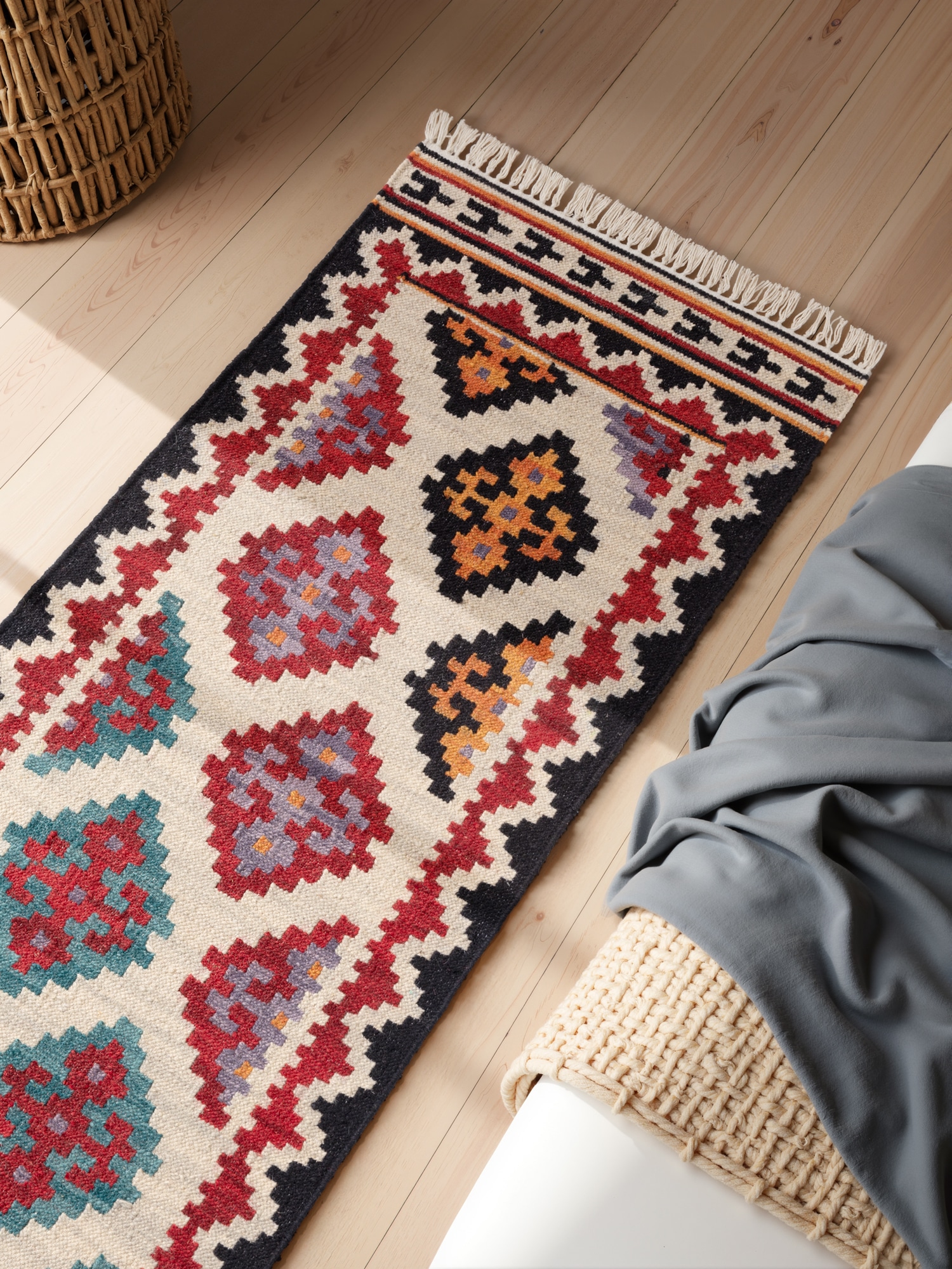 HANSE Home Teppich »Kelim Kian«, rechteckig, 3 mm Höhe, Wolle, Baumwolle, Natur, Handgewebt, orientalisch, Boho, traditionell