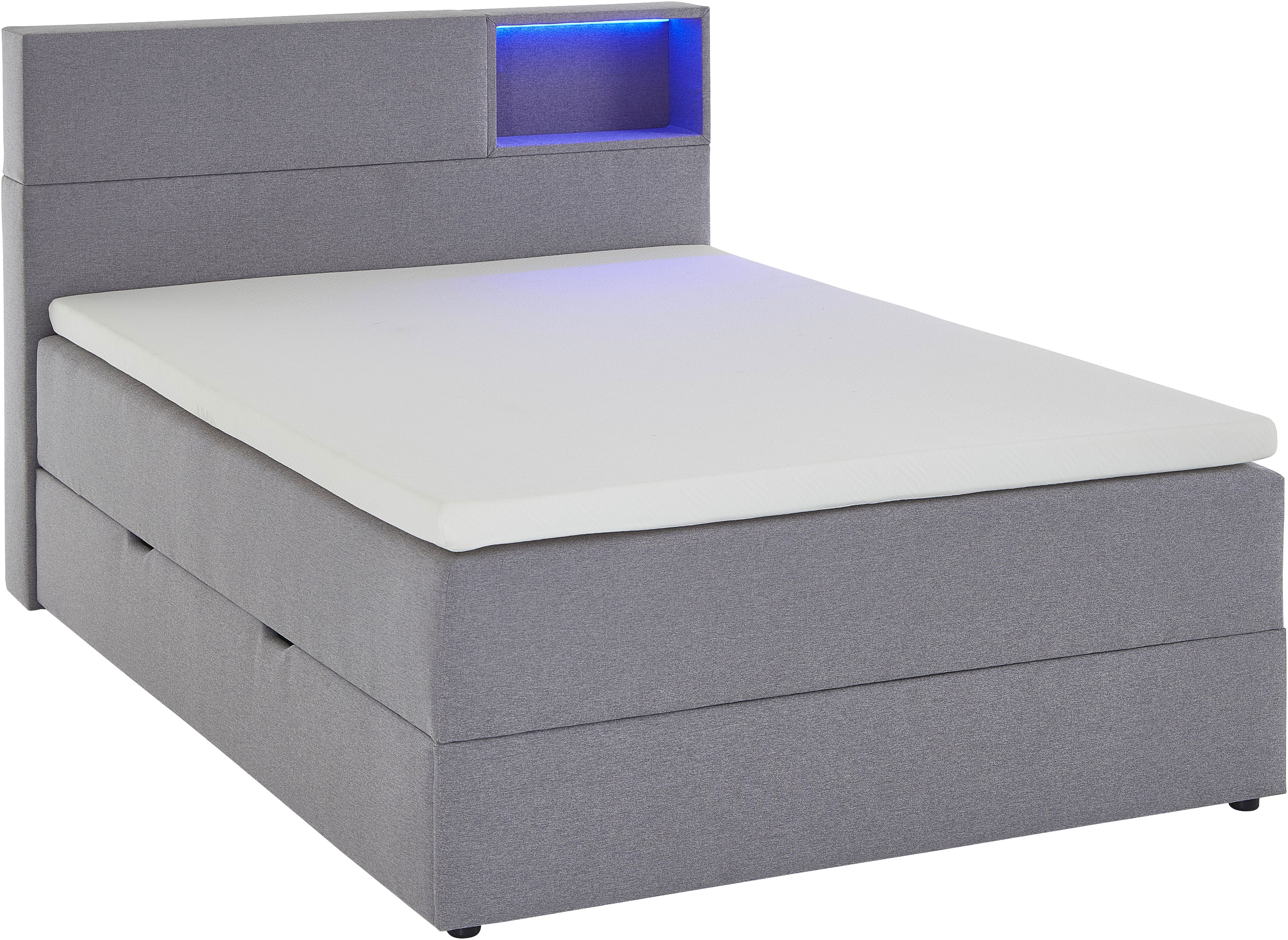 Thumbnail - meise.möbel Boxspringbett "Caja mit Bettkasten und Topper", mit LED ausgestattetes Ablagefach im Kopfteil