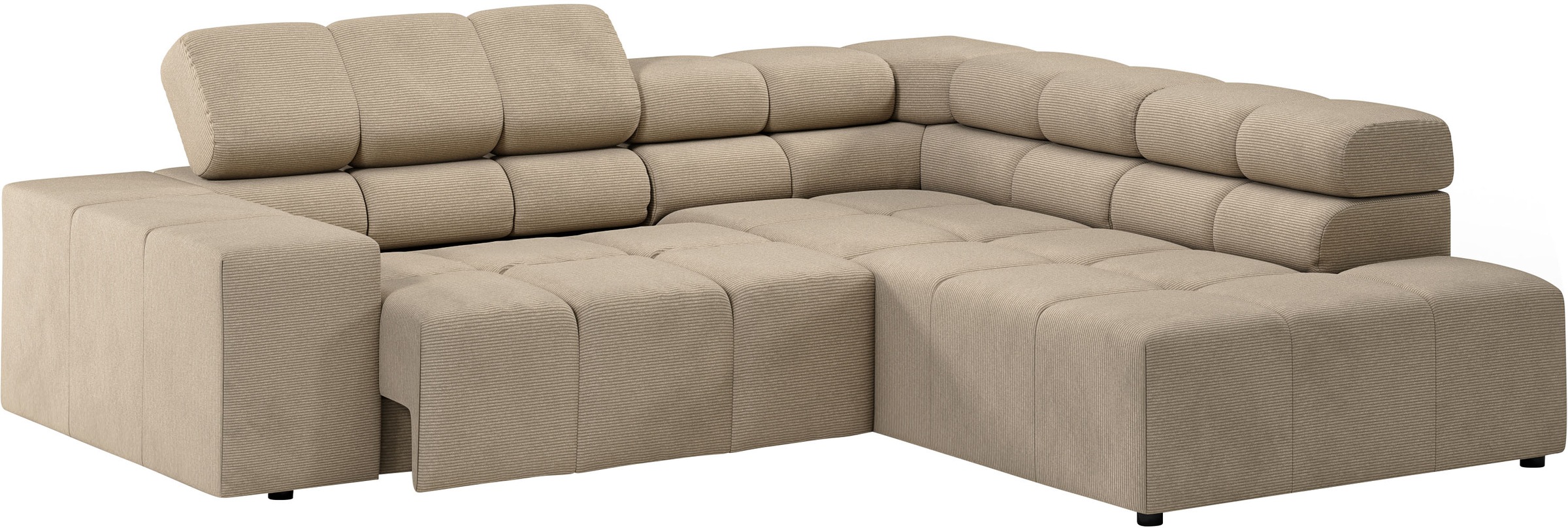 INOSIGN Ecksofa »Ancona, incl. Kopfteilverstellung + 3 Zierkissen, L-Form, bequem«, wahlweise motorische Sitztiefenverstellung, B/T(H: 249/215/70 cm