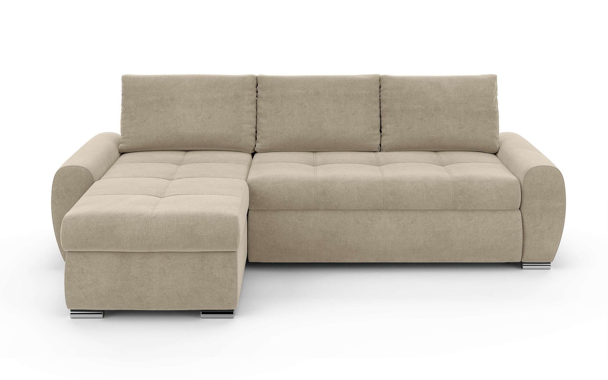 INOSIGN Ecksofa »HAVERHILL Schlafsofa mit Bettkasten, Maße B/H/T: 237/89/166 cm«, L-Form mit Recamiere links oder rechts bestellbar, Wellenunterfederung